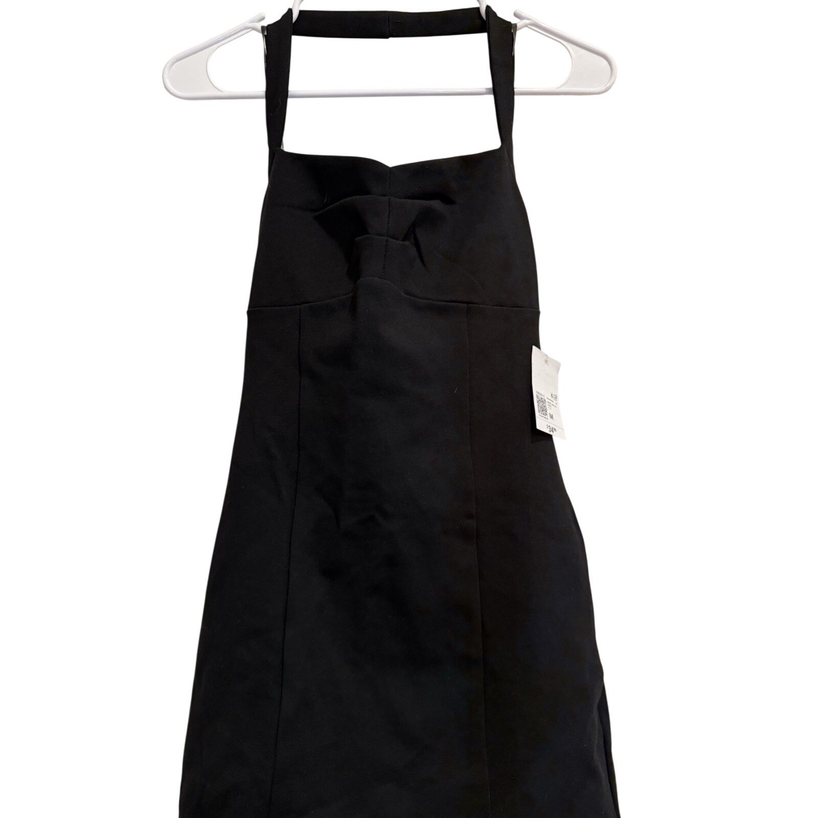 Forever 21 Black Open Back Halter Mini Dress Neck Sheath Slits Formal Party Sz M