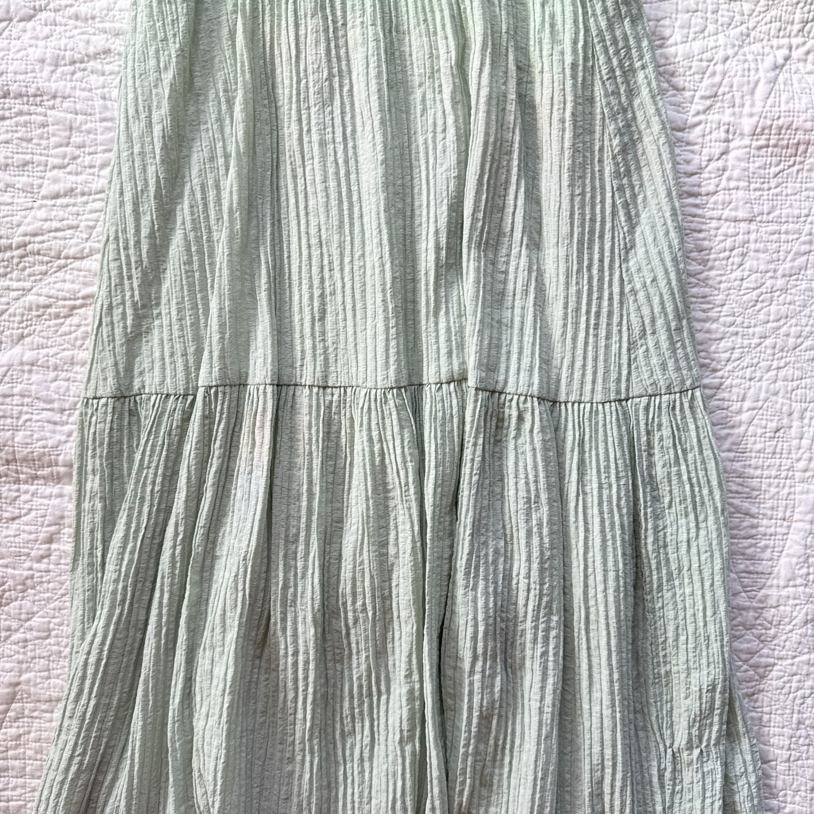 By The River Sage Green Tiered Midi Dress Size S Cottagecore Prairie Regencycore
