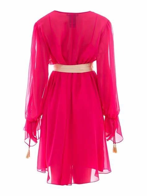 RR €890🌟 MAX MARA Pink SILK georgette Dress Usa2_ It36_ De32_ Uk4_ Fr34