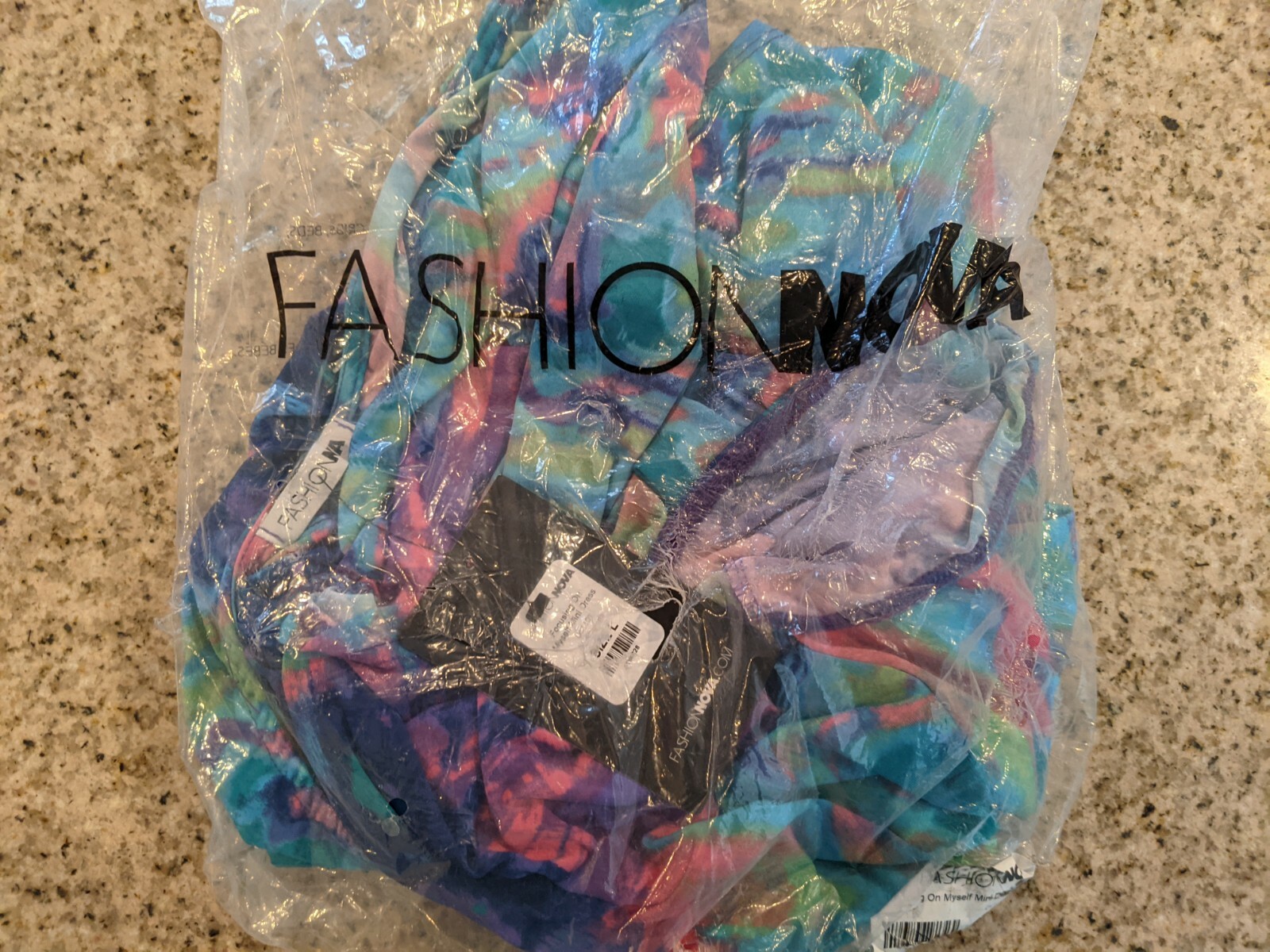 Fashion Nova Focusing On Myself Mini Dress Blue/combo L Large