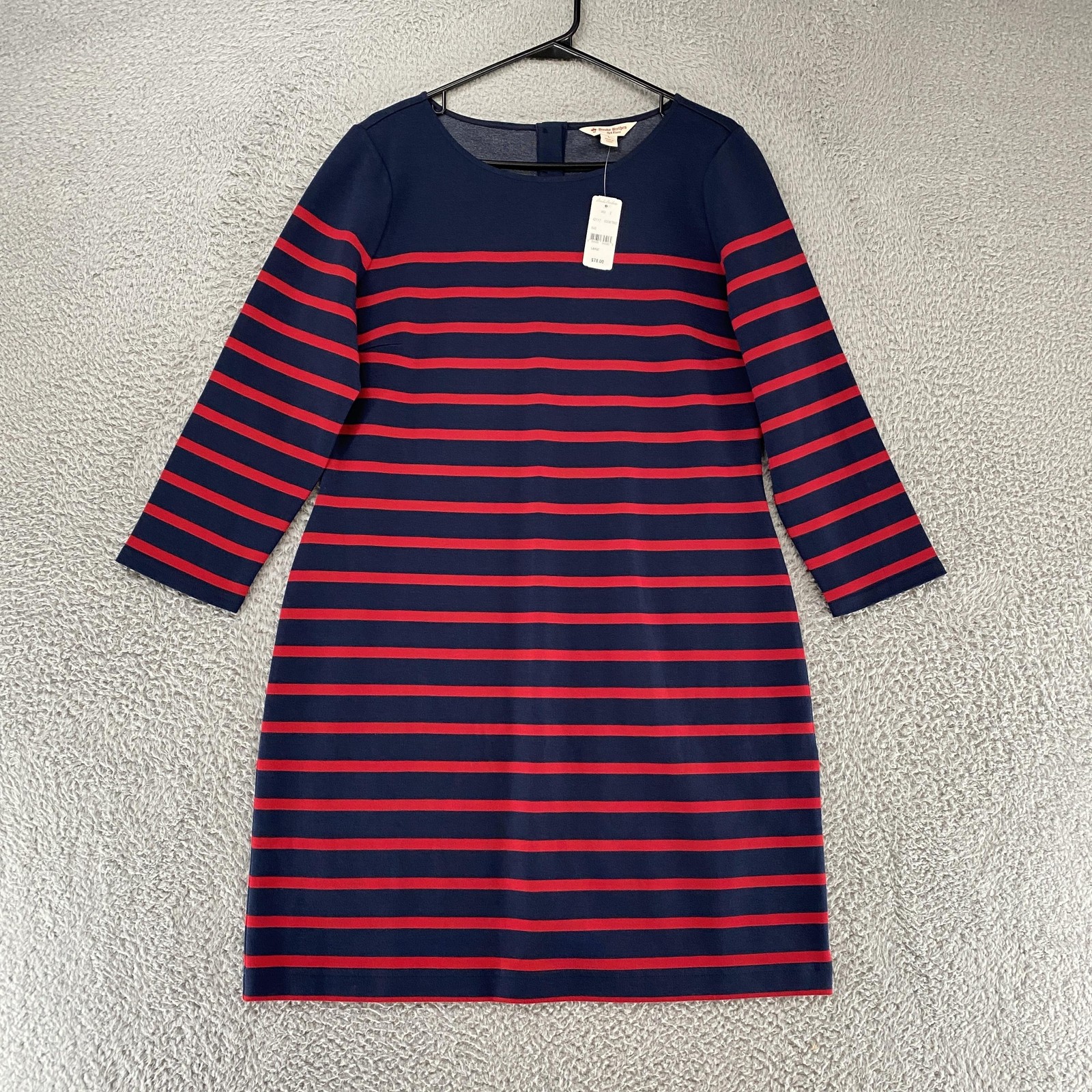Brooks Brothers Red Fleece Dress Womens Large Striped Knit Shift Office Work