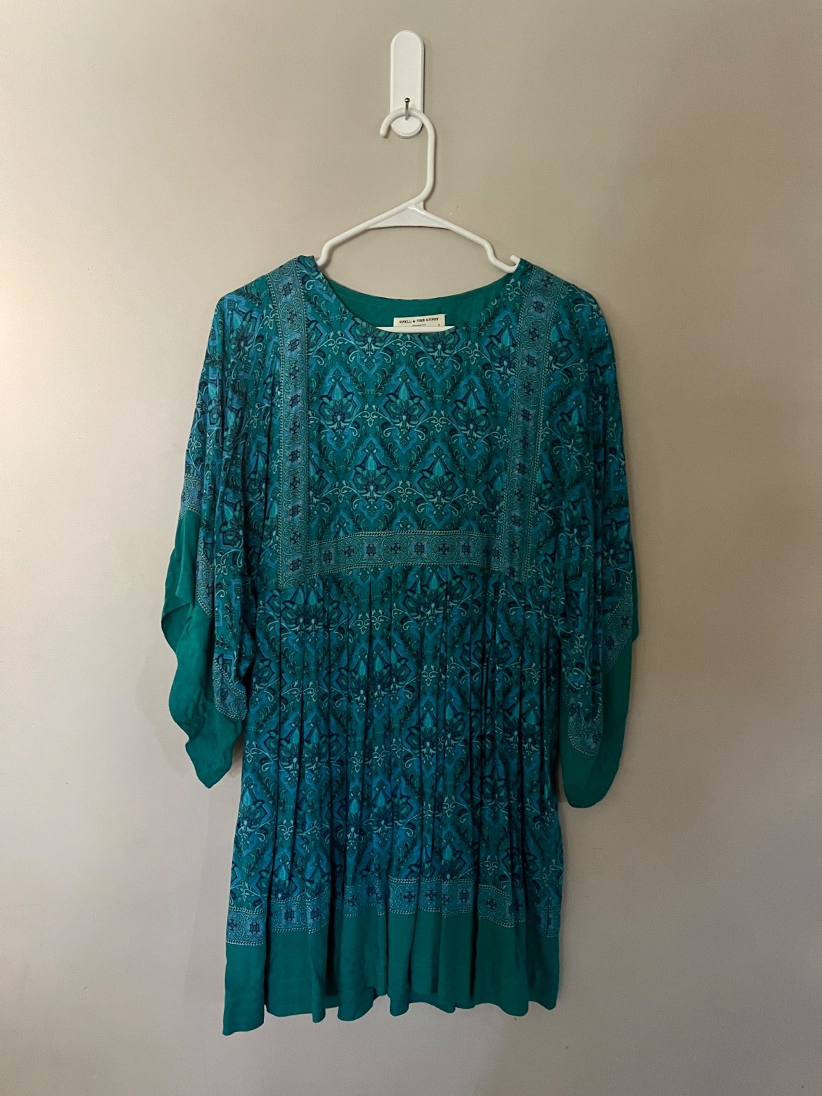 Spell & The Gypsy Jewel Tunic Mini Dress in Emerald Size Small
