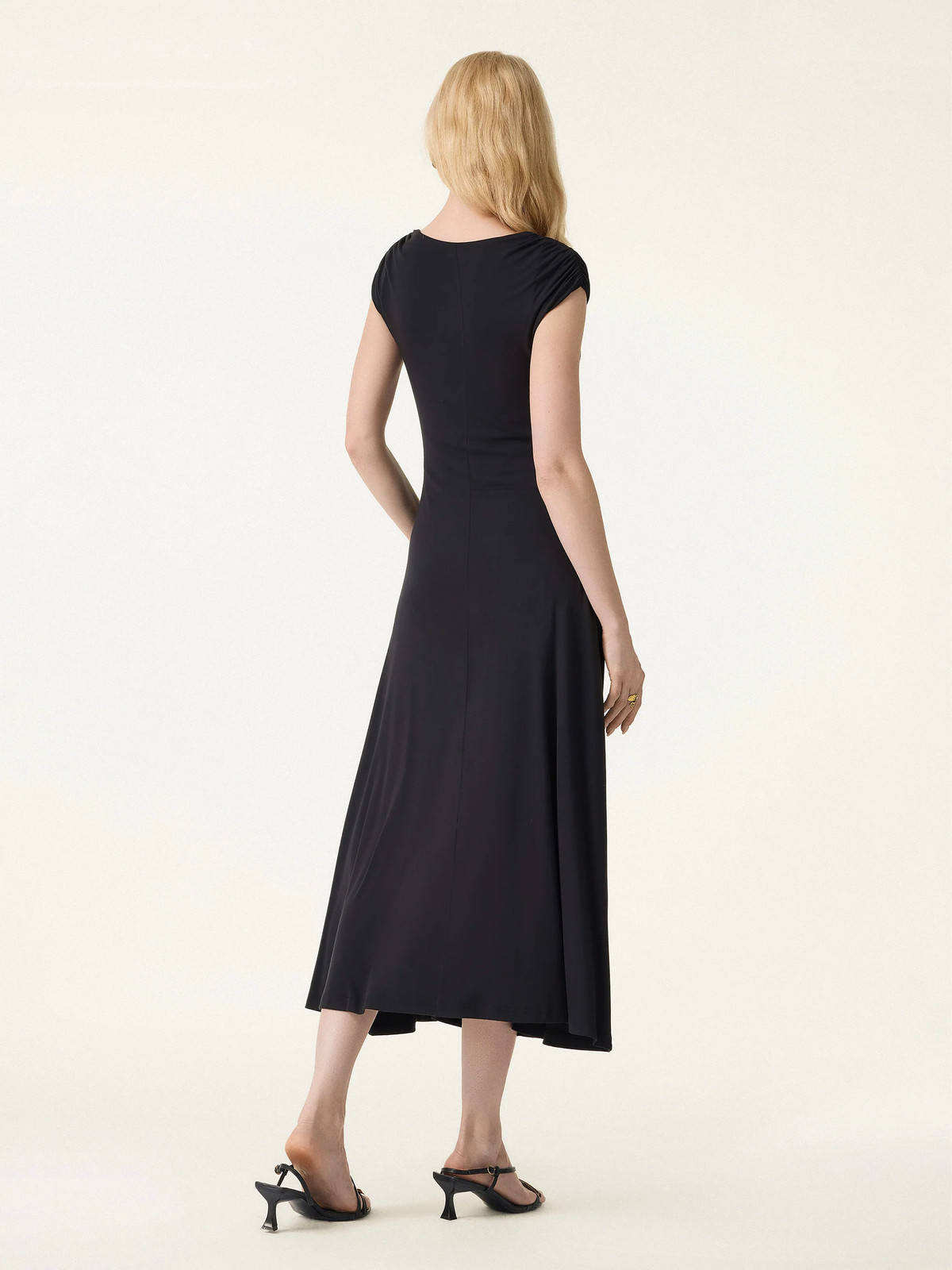SkinKiss Cooling Square Neck Ruched Midi Bra Dress-OGLmove|118867
