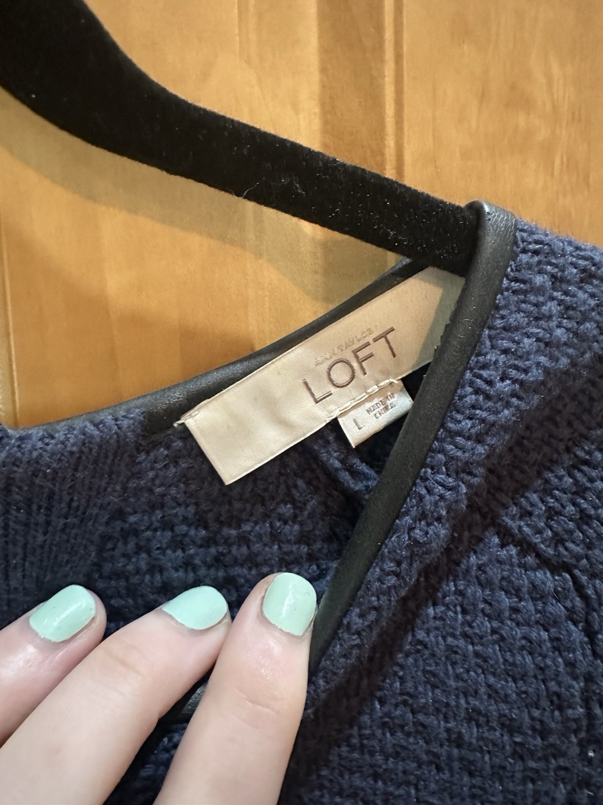 LOFT Blue Textured Knit Sweater Dress, Size Large, Made In China
