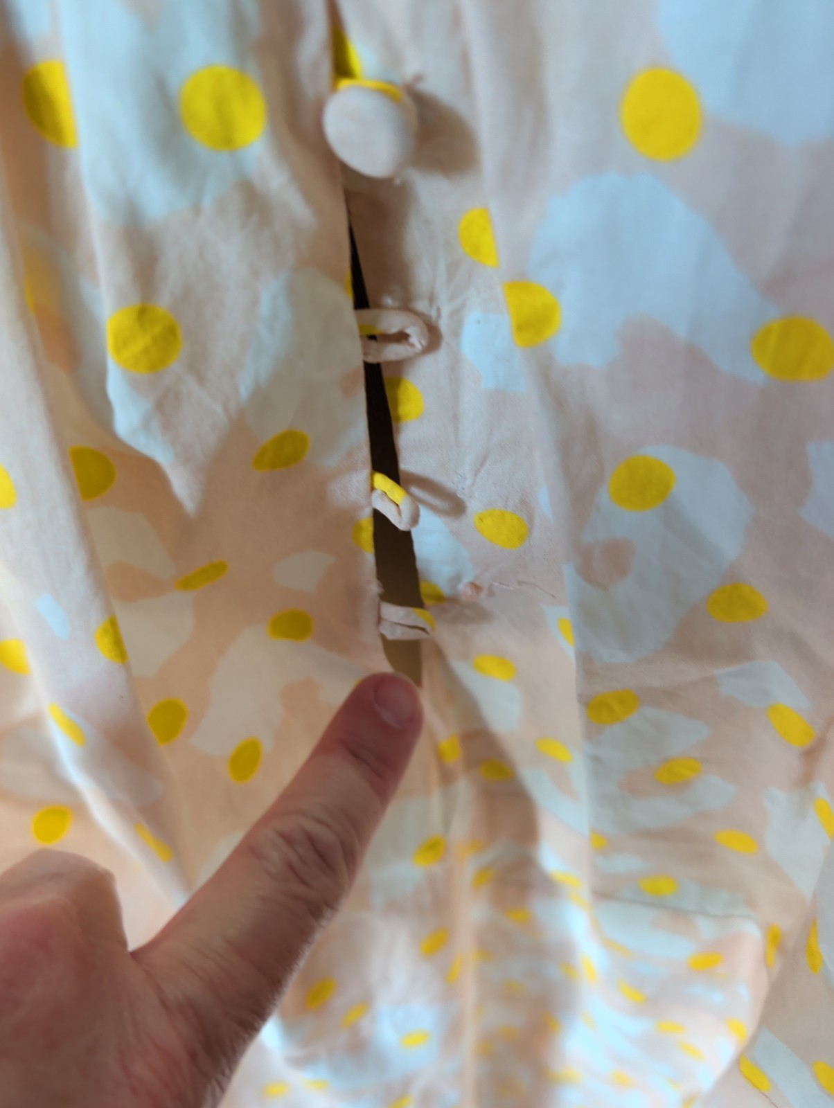 Hunter Bell Jenkins Dress Size S Missing 3 Buttons Light Pink Yellow Dots