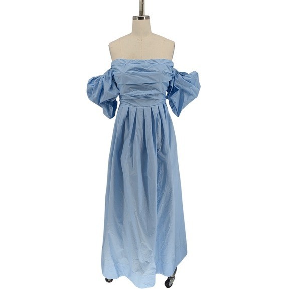 19884 NEW All About May Off Shoulder Poplin Maxi Dress Blue 8 cottagecore summer