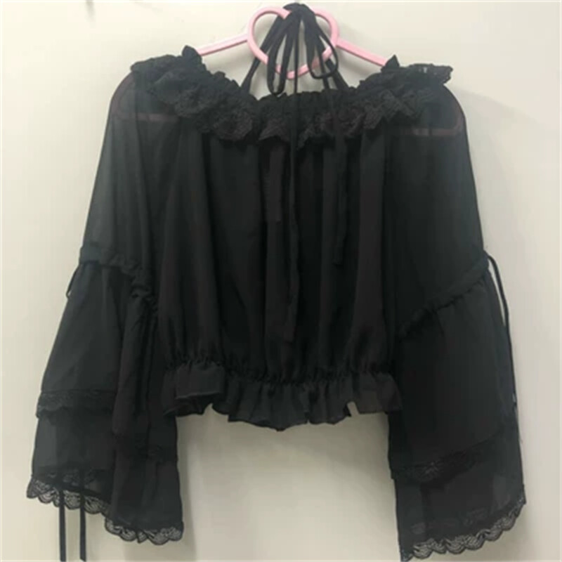 Women Kawaii Lolita Gothic Jsk Dress Bow Lace Elegant Princess Party Ruffled Dre