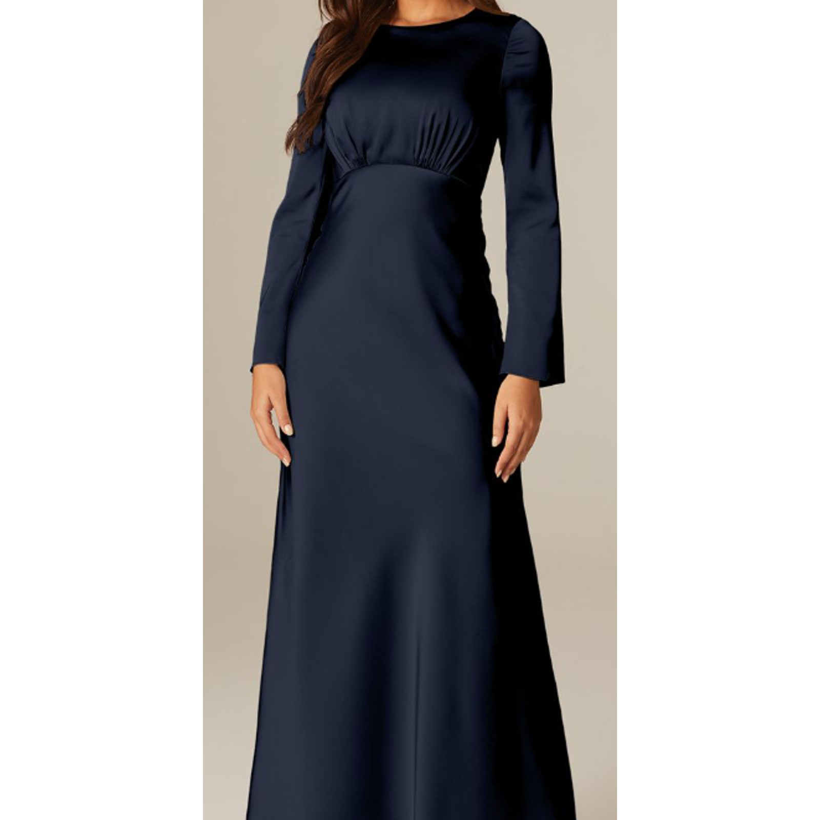 AW BRIDAL 6 S dark navy blue Ginevra satin bridesmaid party maxi dress NEW 0b13