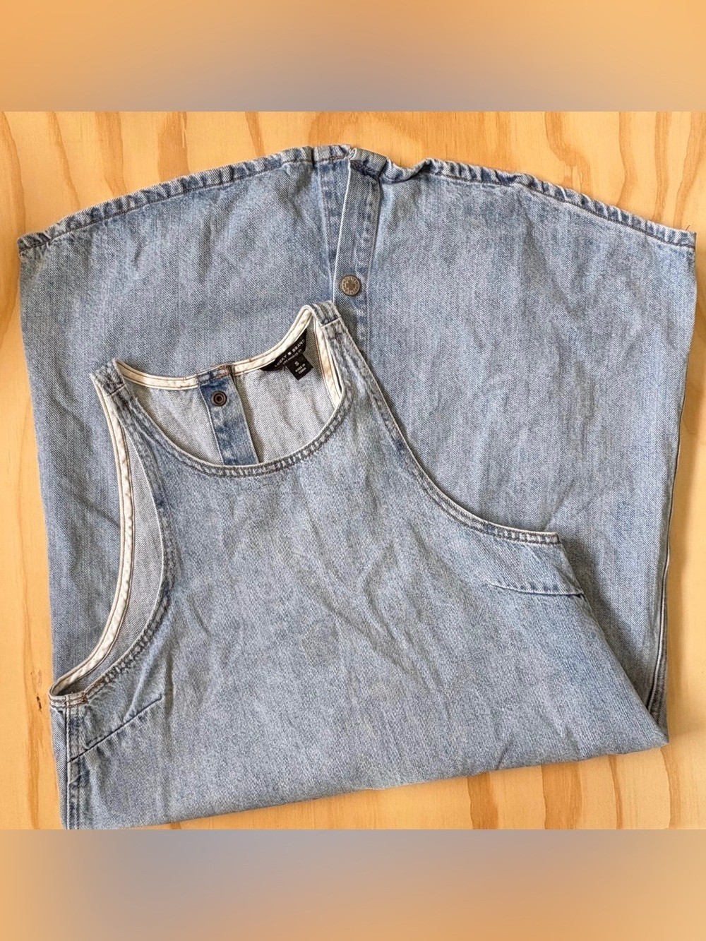 Lucky Brand Denim Button Back Sleeveless Midi Dress Women’s Small Chambray Blue
