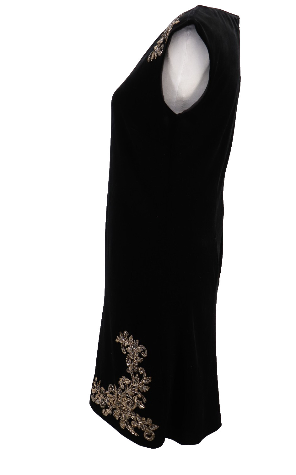 WHBM Cocktail Dress Size Small Black Velvet Beaded Sequins Embroidered Event New