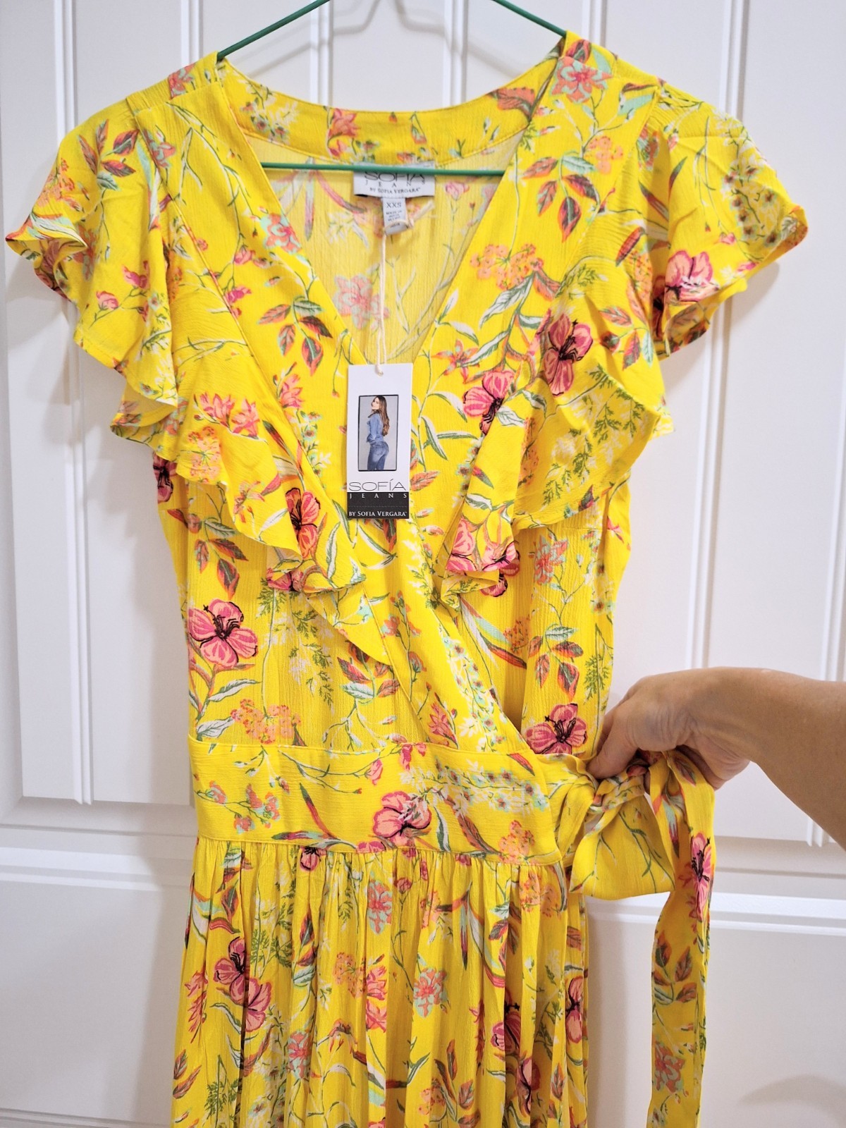 NWT SOFIA Yellow Floral Wrap Dress