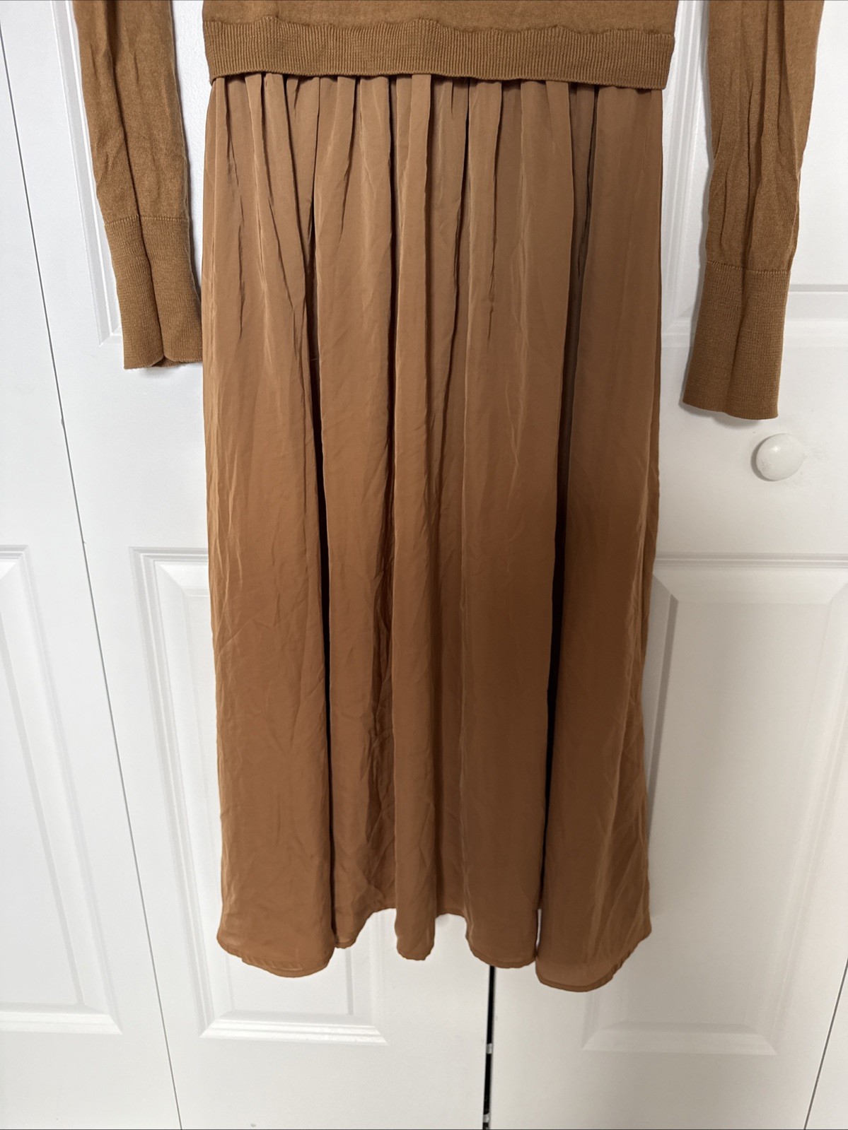 Nordstrom Pleaded Wool Top Dress Flowy Skirt Longsleeve Size S