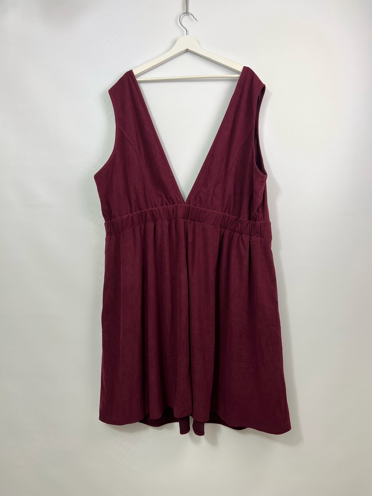 Bloomchic Corduroy Elasticated Waist. Deep V Neck Dress Pockets Size 30