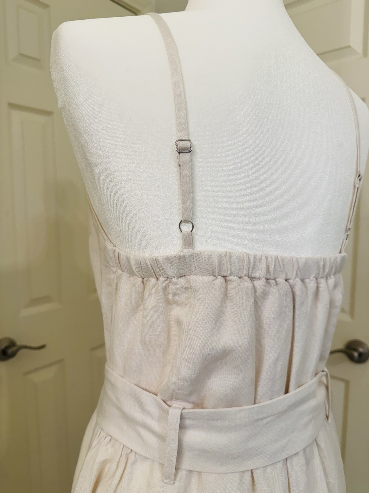 Rails Astrid Dress Stone Linen Rayon Blend Midi Button Front Belted Size Medium