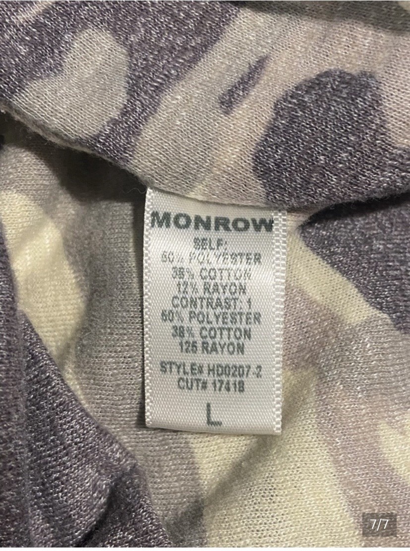 MONROW Gray & Olive Camo s/s knit Dress Sz Large EUC org msrp $168.00