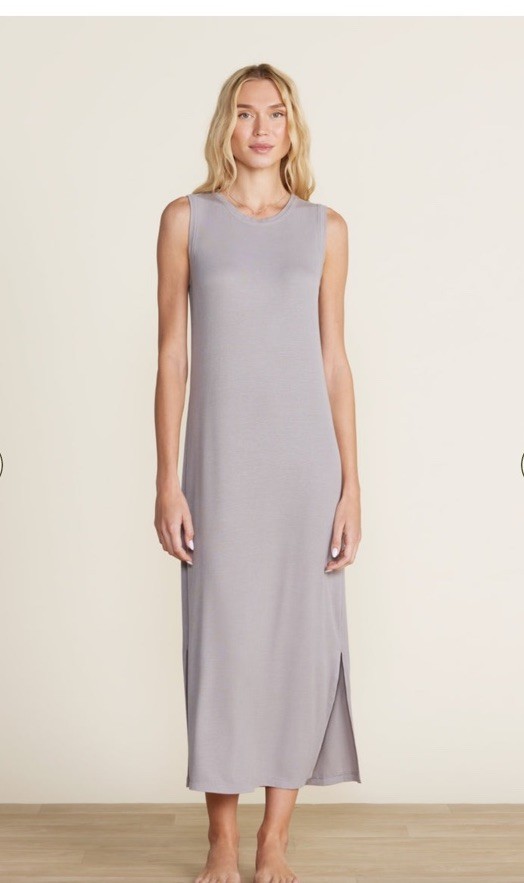 Barefoot Dreams Malibu Collection Soft Rib Pewter Tank Dress Large Resort Vacay