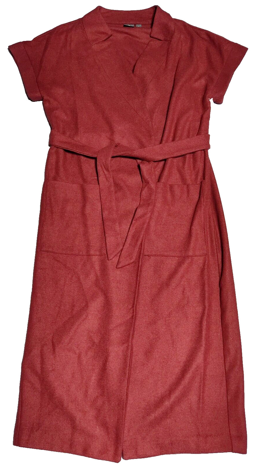 WORTHINGTON Women Small Wool Acrylic Blend Spiced Apple Belted Wrap Dress NEW