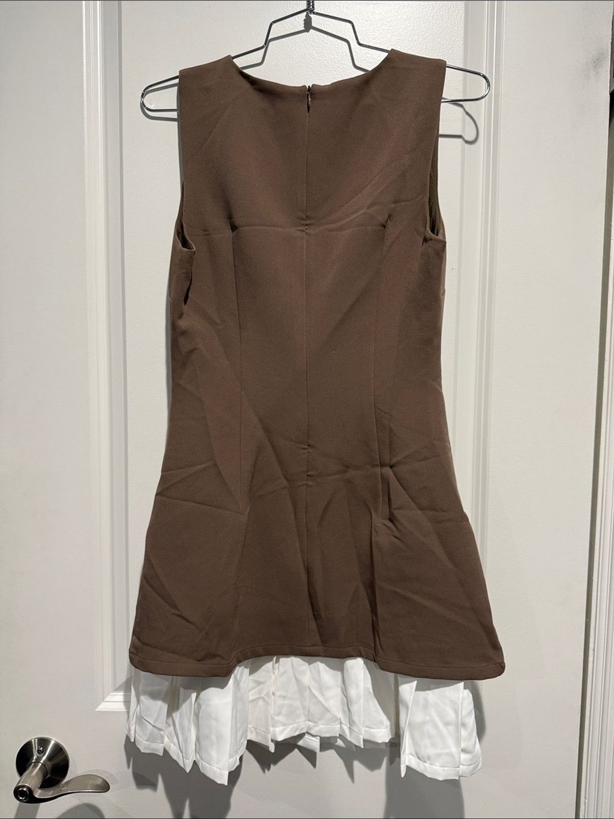 Commense Olive Brown and White Layered Dress