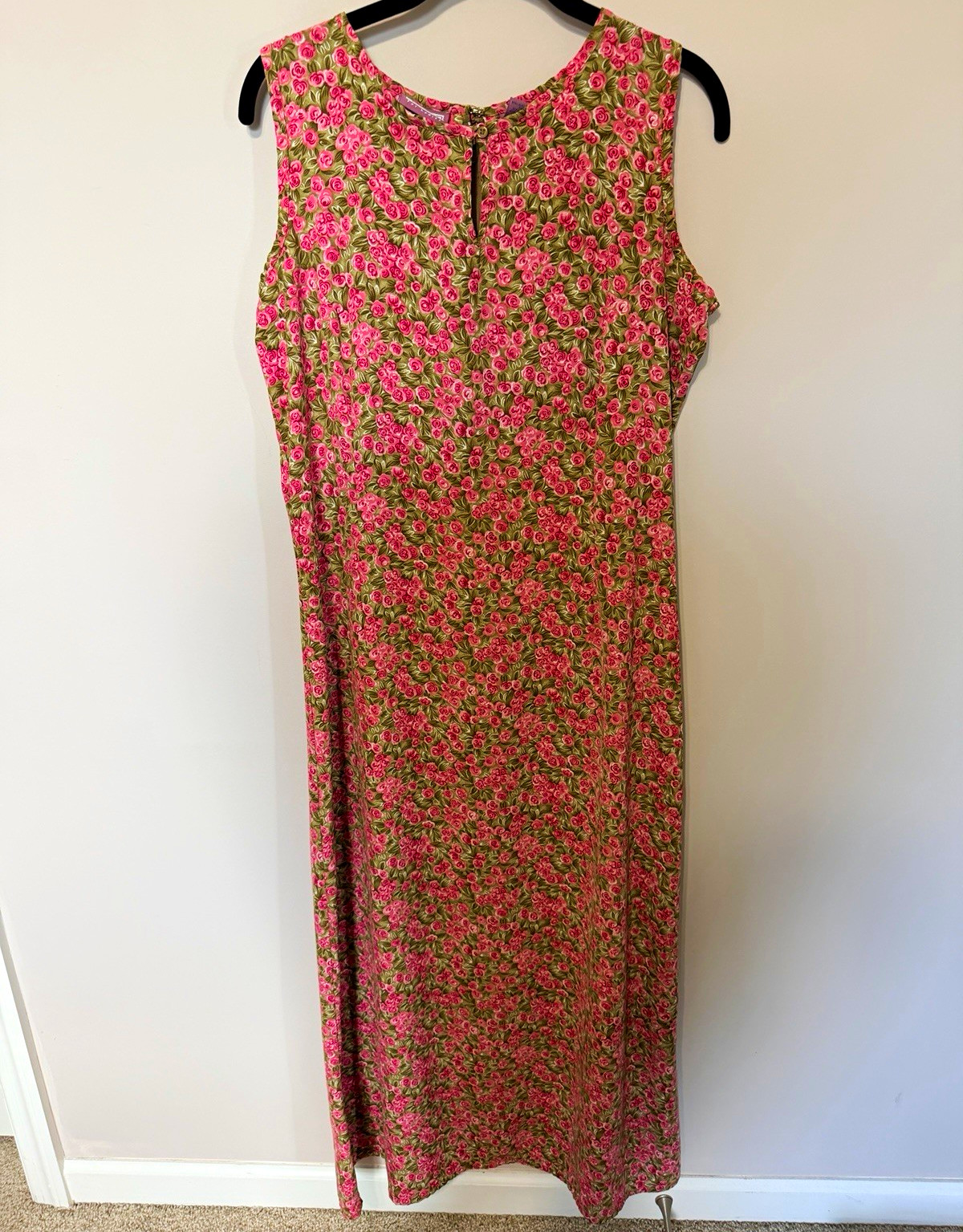 Premier International for Ladies Floral Maxi Dress Sleeveless Round Neck M Pink