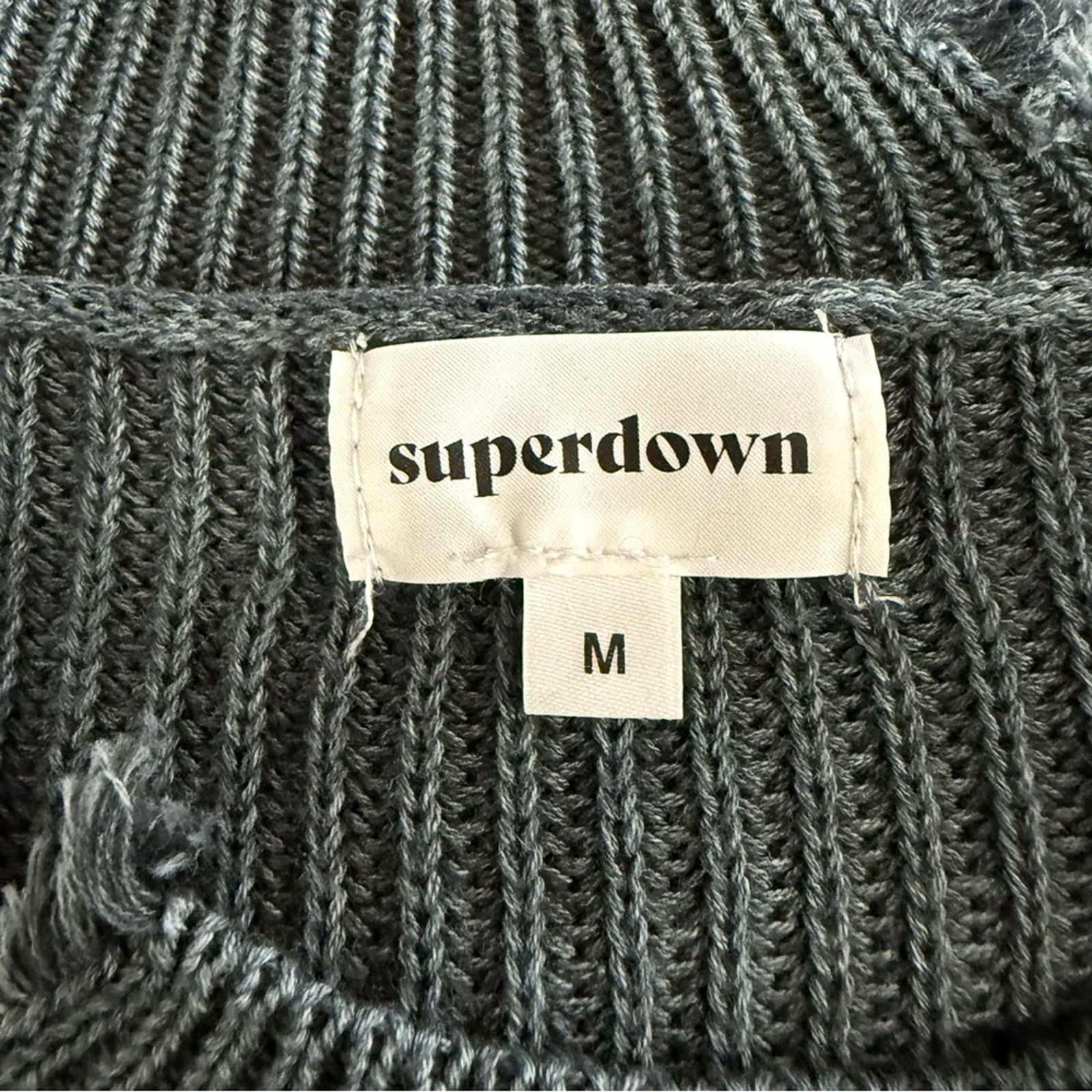 Superdown Medium Black Tie-Dye Shia Sweater Dress Distressed Hem Revolve