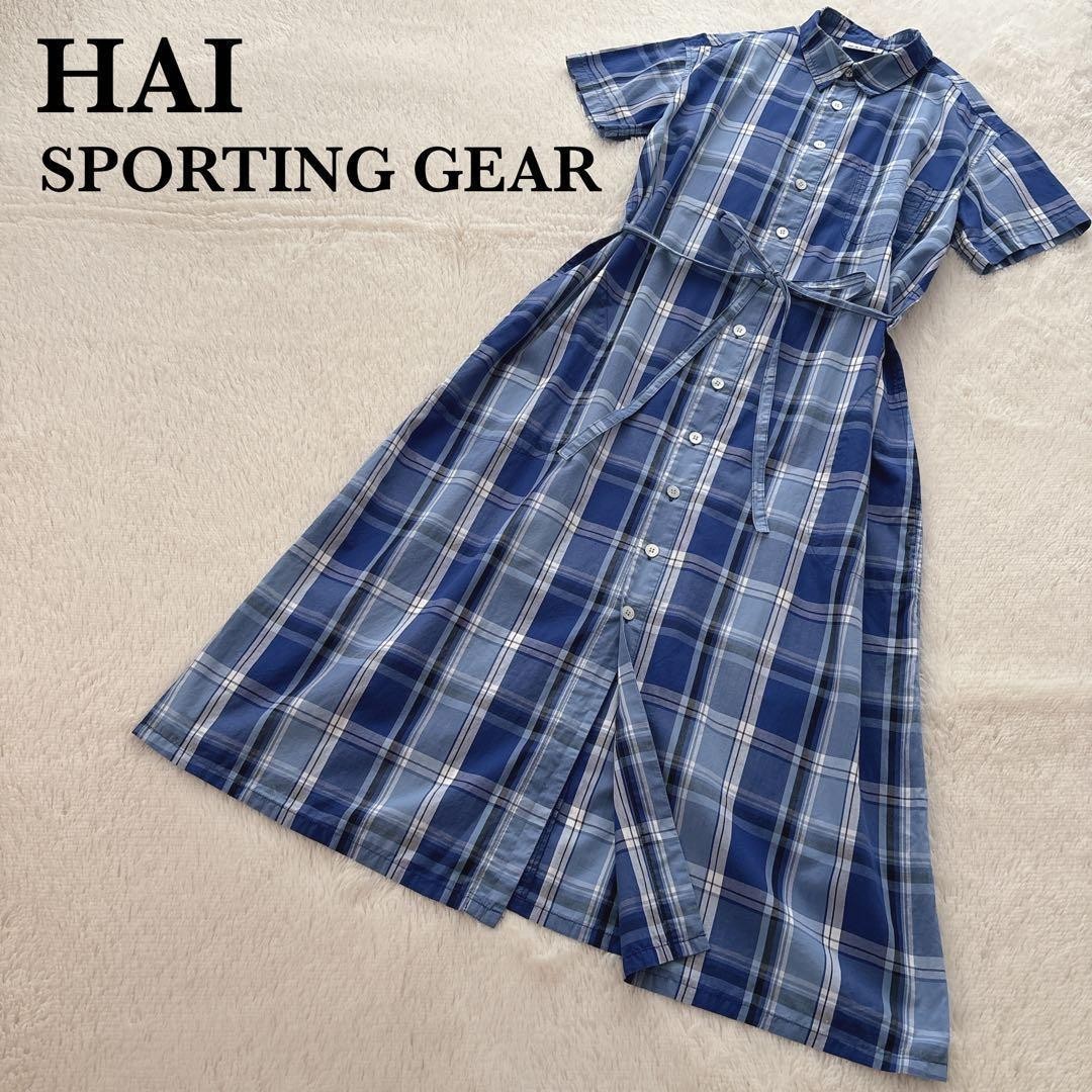 Rare HAI SPORTING GEAR check shirt dress blue