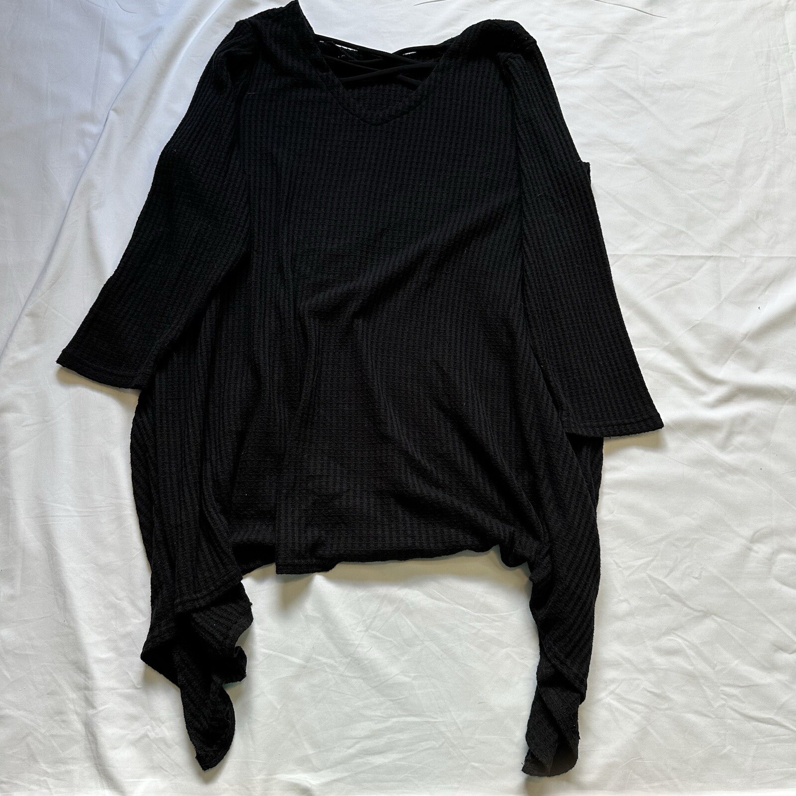 Sympli Tunic Dress Waffle Ribbed High Low Lagenlook Neck Strap Detail 1G (24)