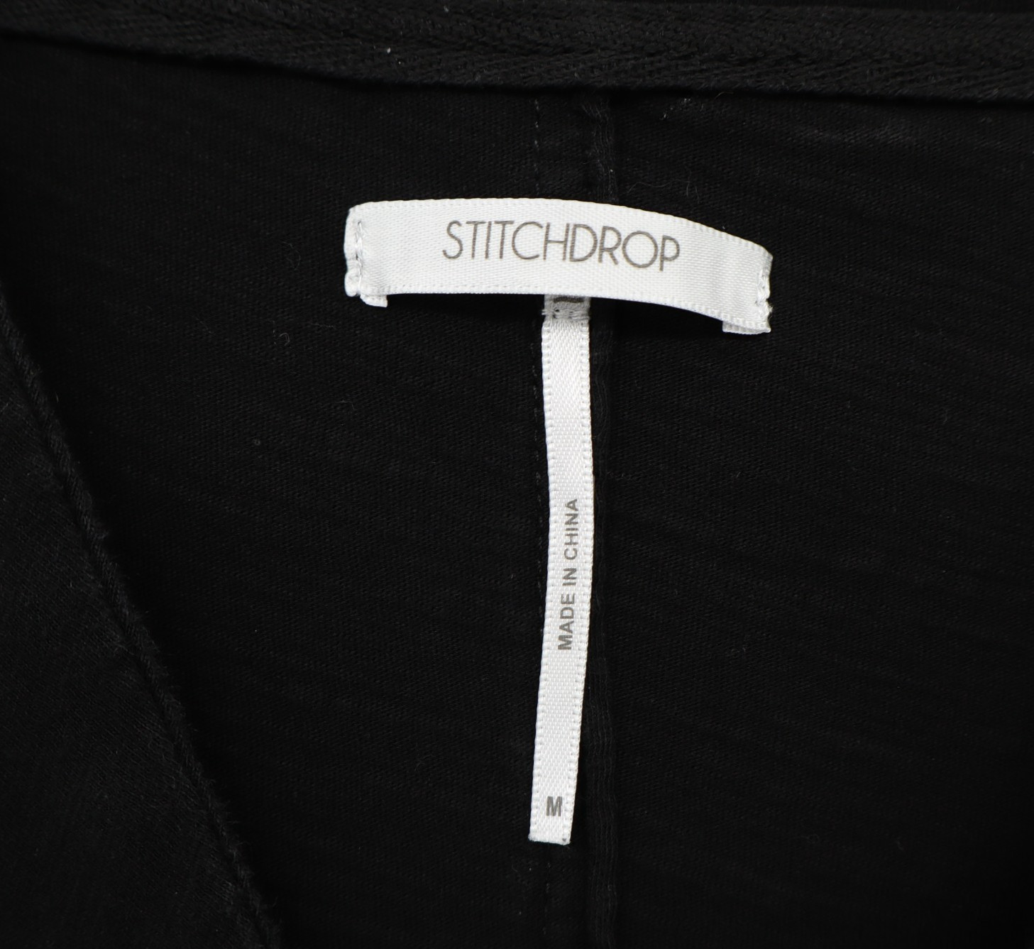 Stitchdrop Women’s Cross Over V-Neck Cotton Minimalist Dress Black Sz M
