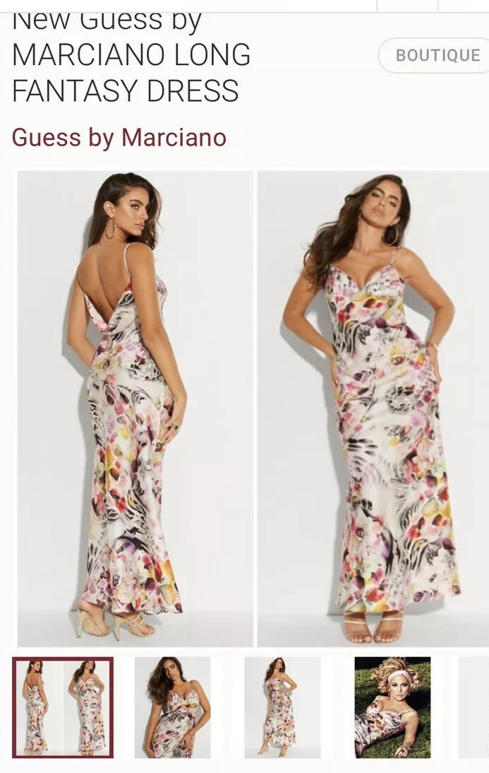 £270 MARCIANO by GUESS Jennifer Lopez Maxi Floral Slip Dress XL 14 16 Cowl Back