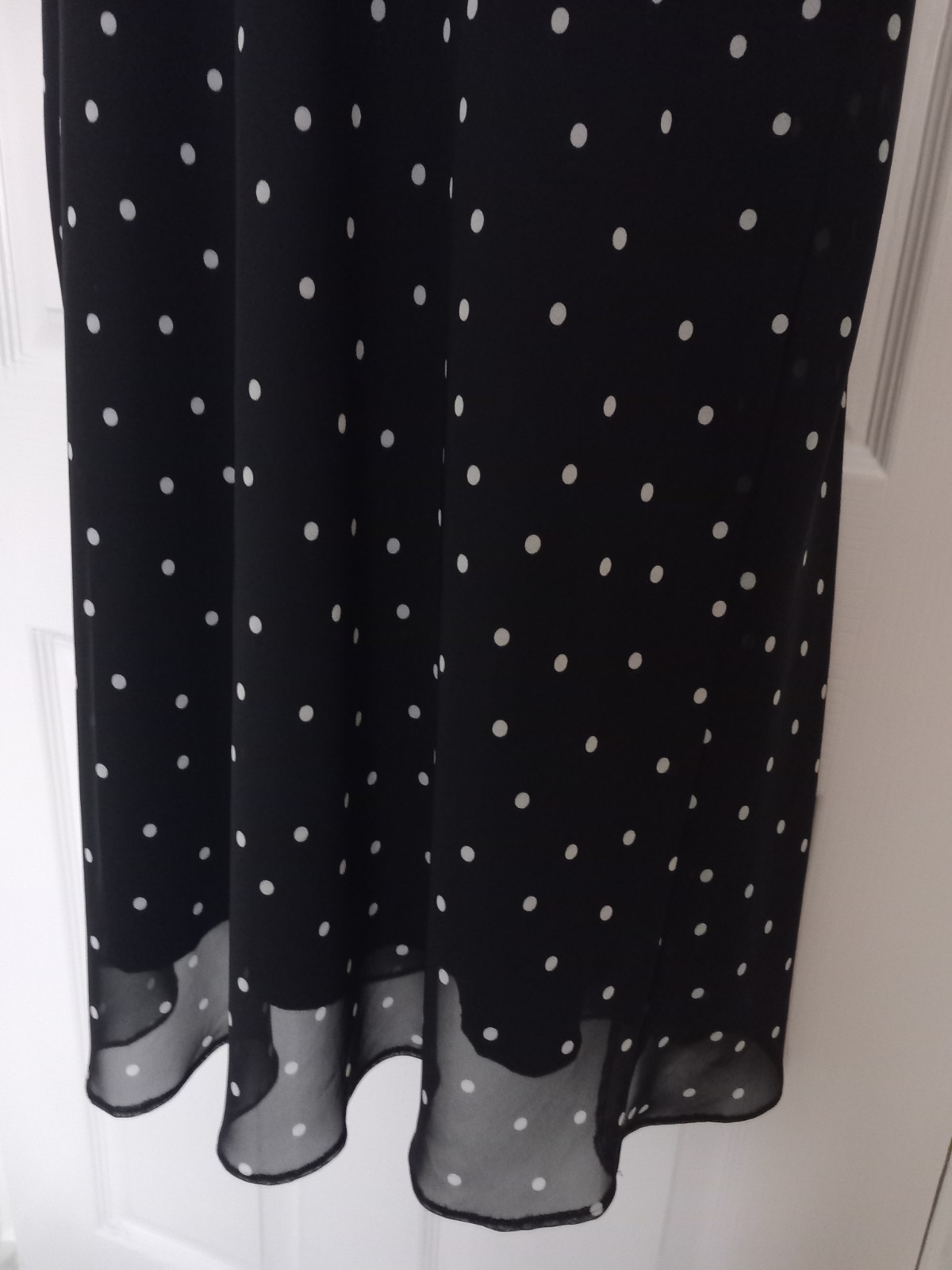 St. Michael Marks & Spencer Black Polka Dot Sheer Dress UK 20 Vintage ’96