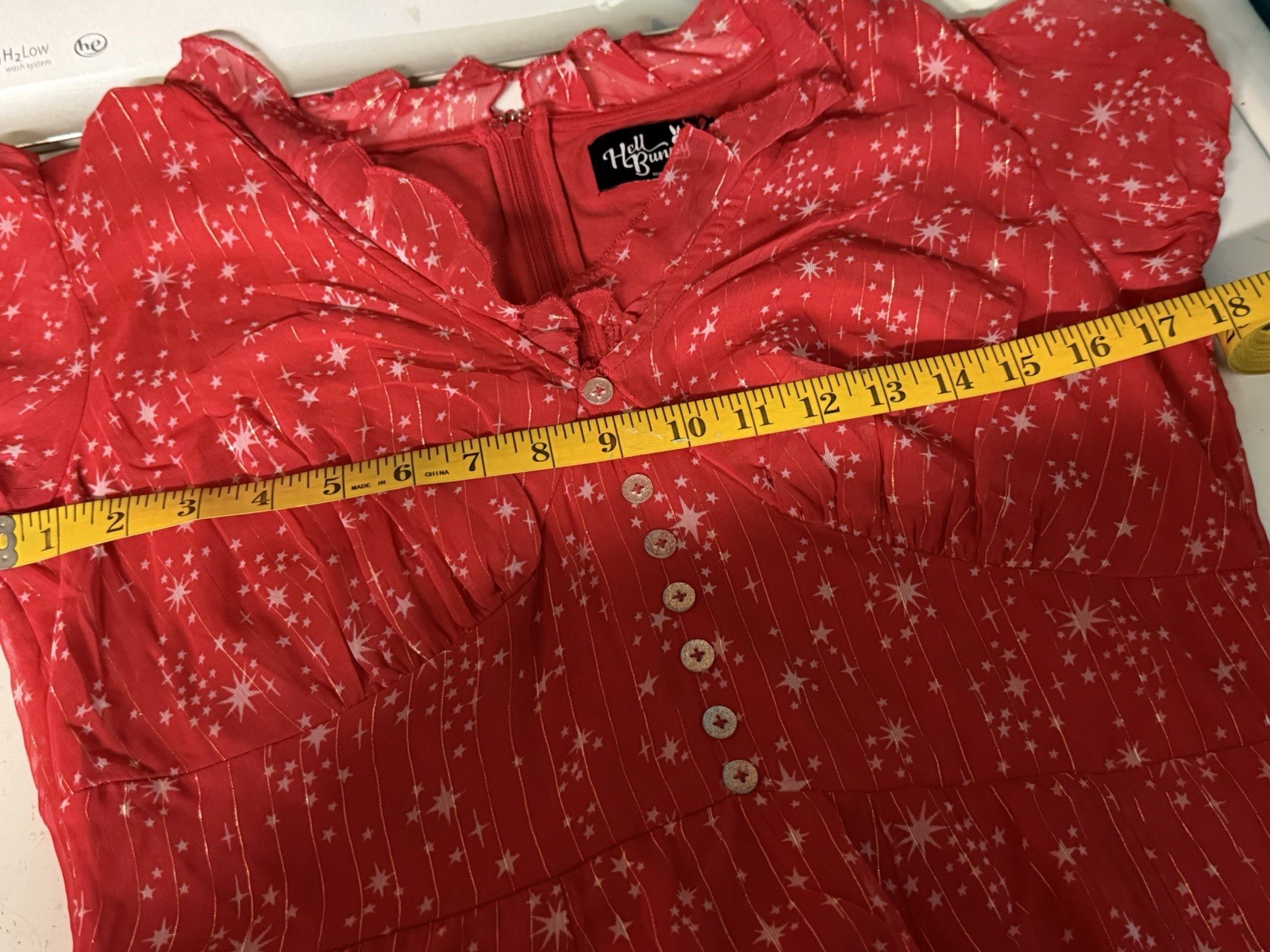 NEW Hell Bunny Red Sparkle Party Swing Dress Medium Holiday Pinup Stars 50s 60s
