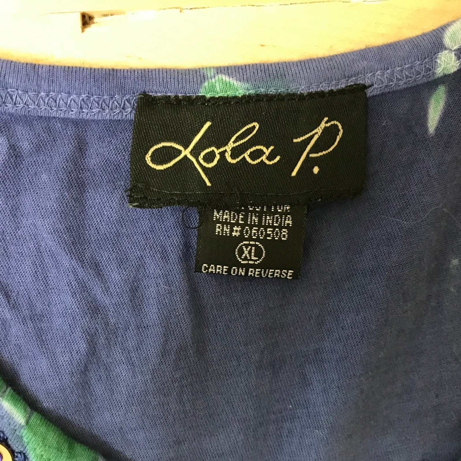 Lola P Maxi Dress Tie Dye V Neck Beaded Embellished Tiered Skirt Blue Green XL