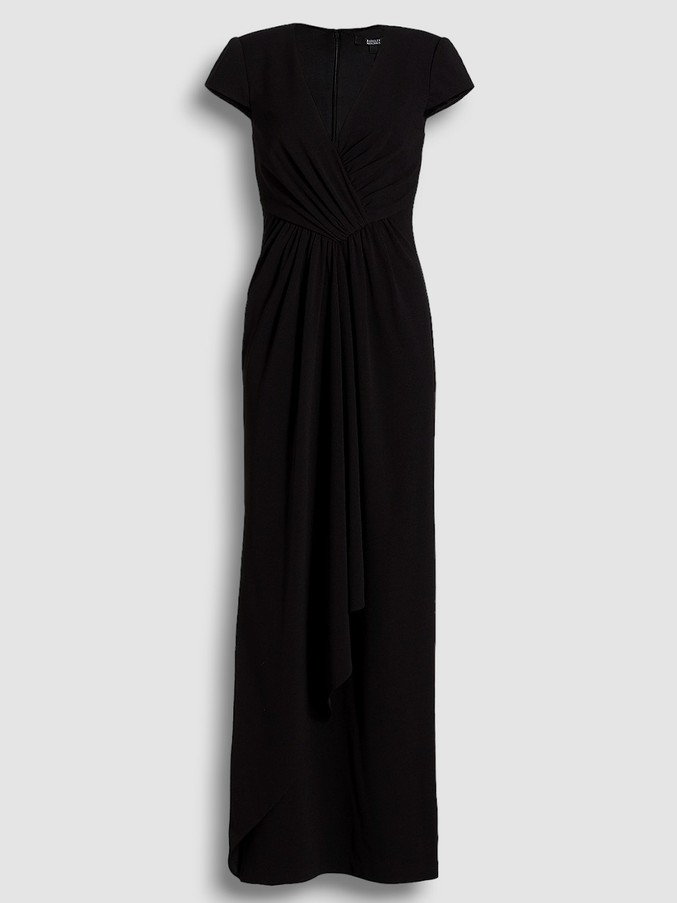 $595 Badgley Mischka Women’s Black Short Sleeve V-Neck Gown Dress Size 10