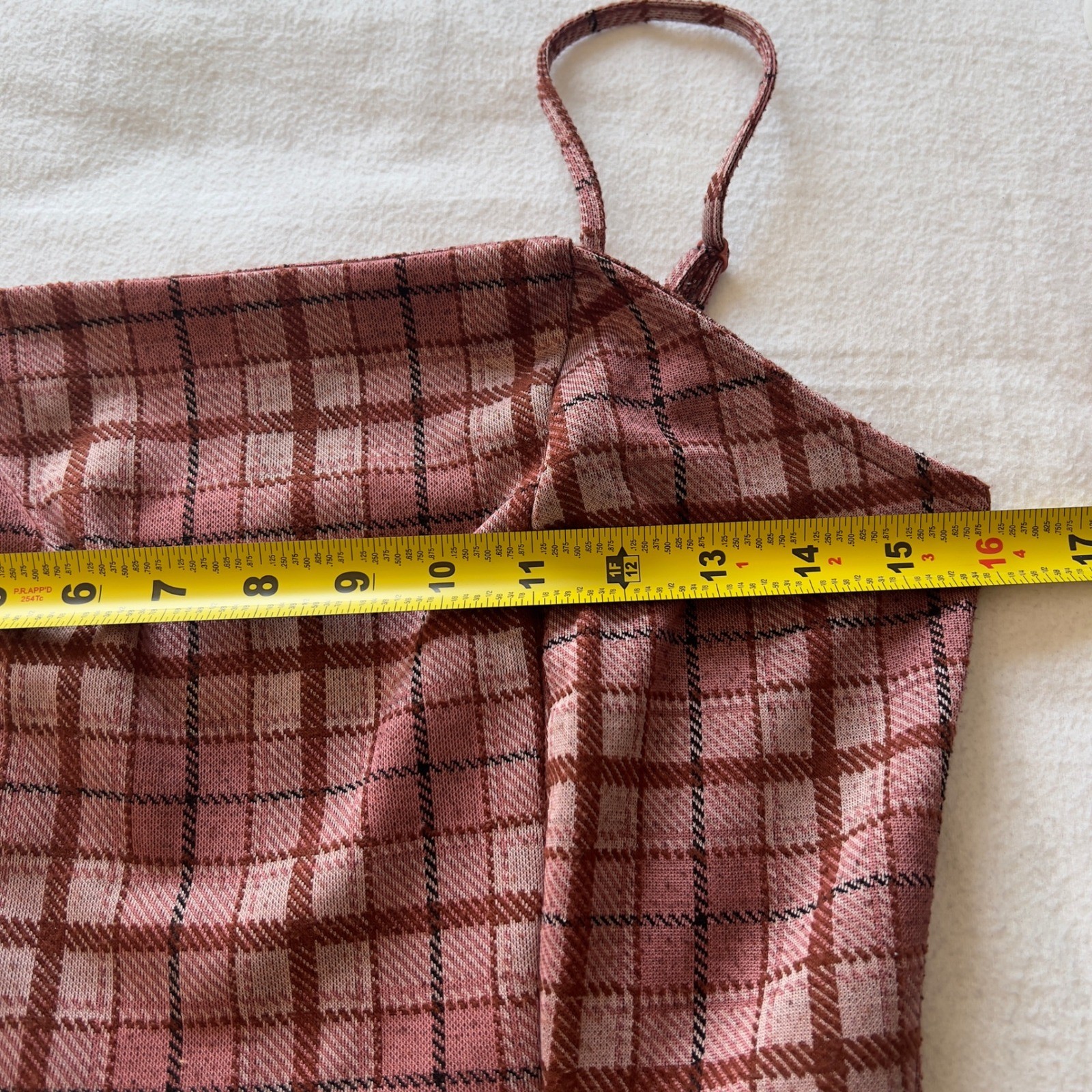 No Comment Pink Plaid Mini Dress Medium NY-LA Adjustable Straps Square Neck Slim