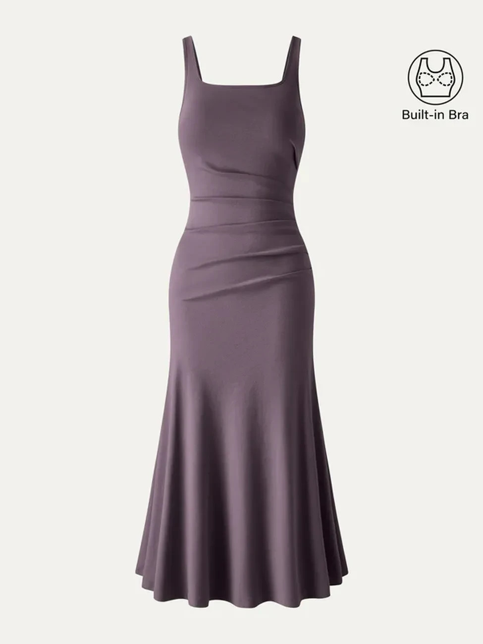 OGL Square Neck Tucked Open Back Bra Dress, Grape – Freeship
