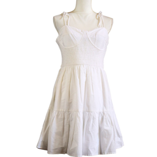 14th Place White Cotton Mini Sundress Juniors Size XL Fit Flare Ribbed NWT