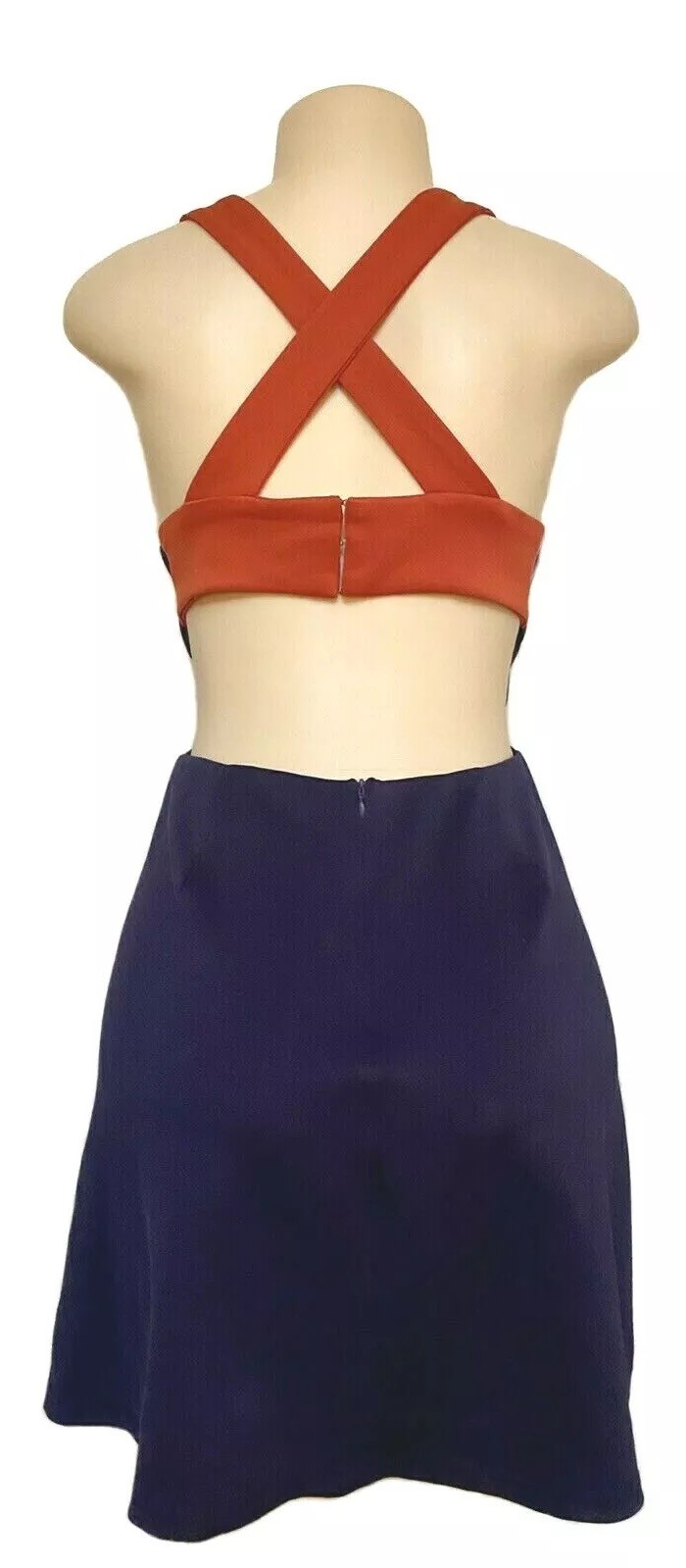 Womens Summer dress size L Navy orange Auburn college game day party gorgeous
