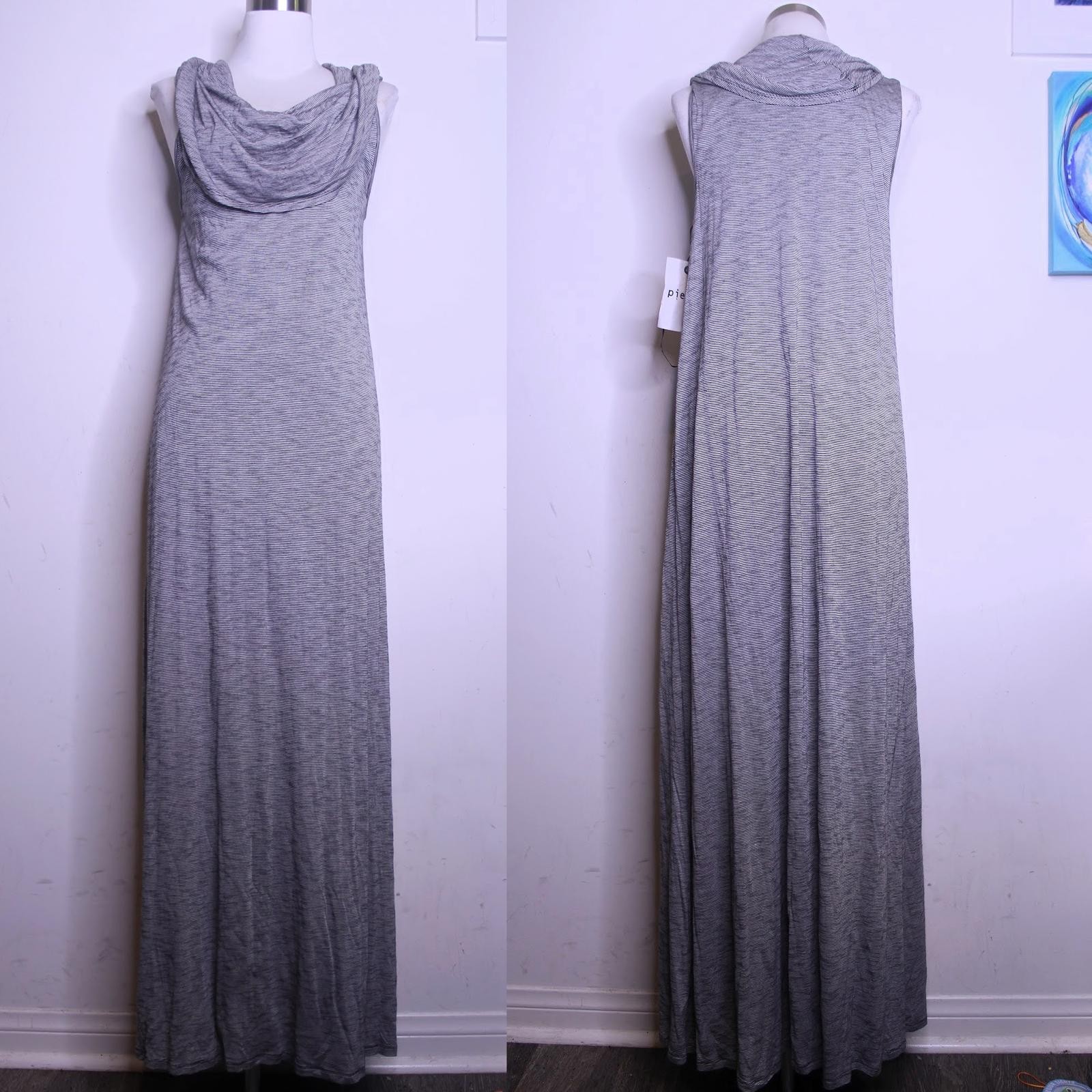 NWT Kensie Black Gray White Cowl Sleeveless Maxi Dress – Large