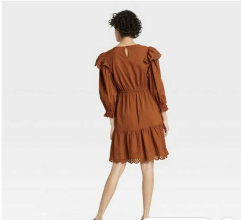 Universal Thread™ Women’s Ruffle Long Sleeve Ruffle Dress Brown – Pick Size