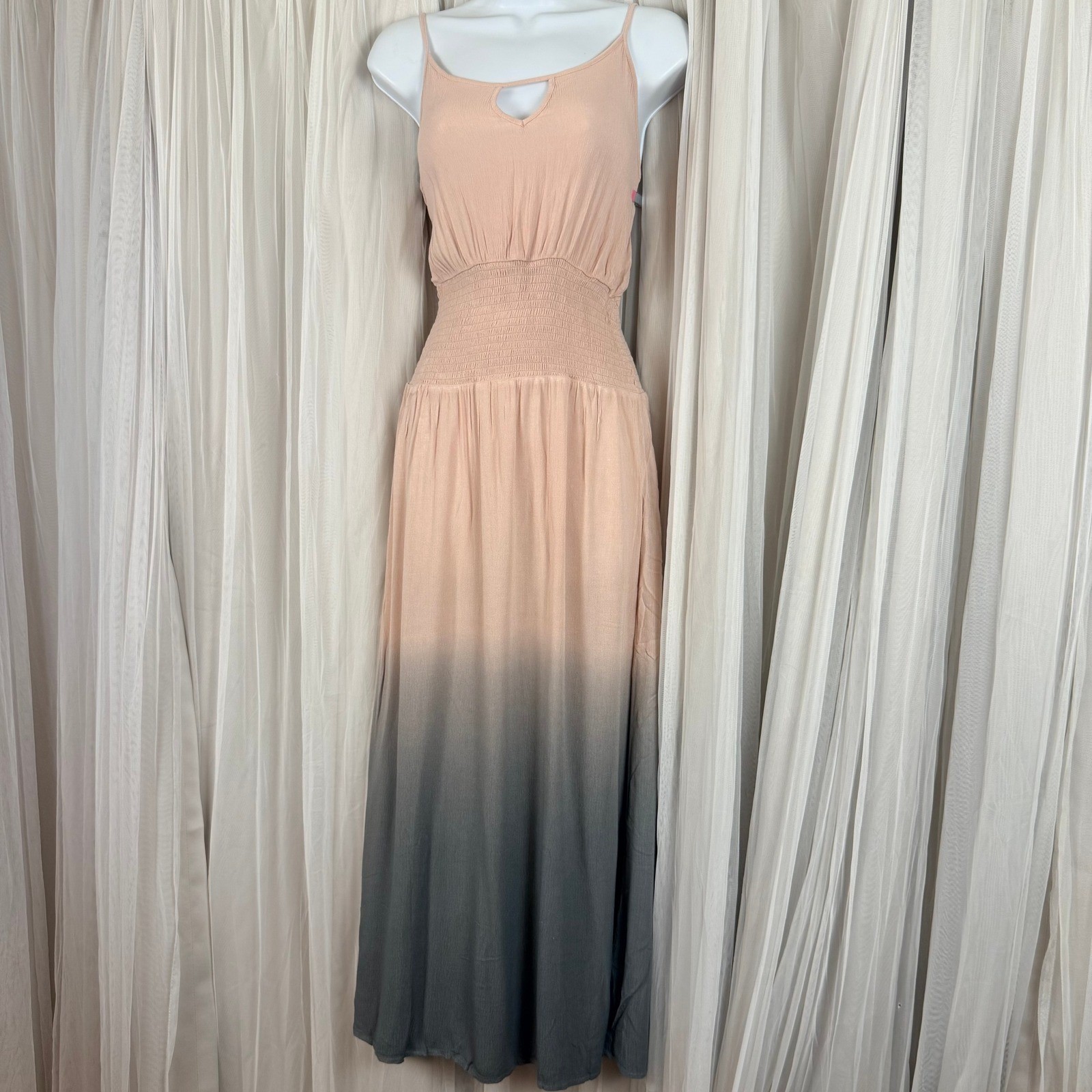Ombre Maxi Dress Women XXL Peach/Pink Grey New Smocked Boho NWT Boutique