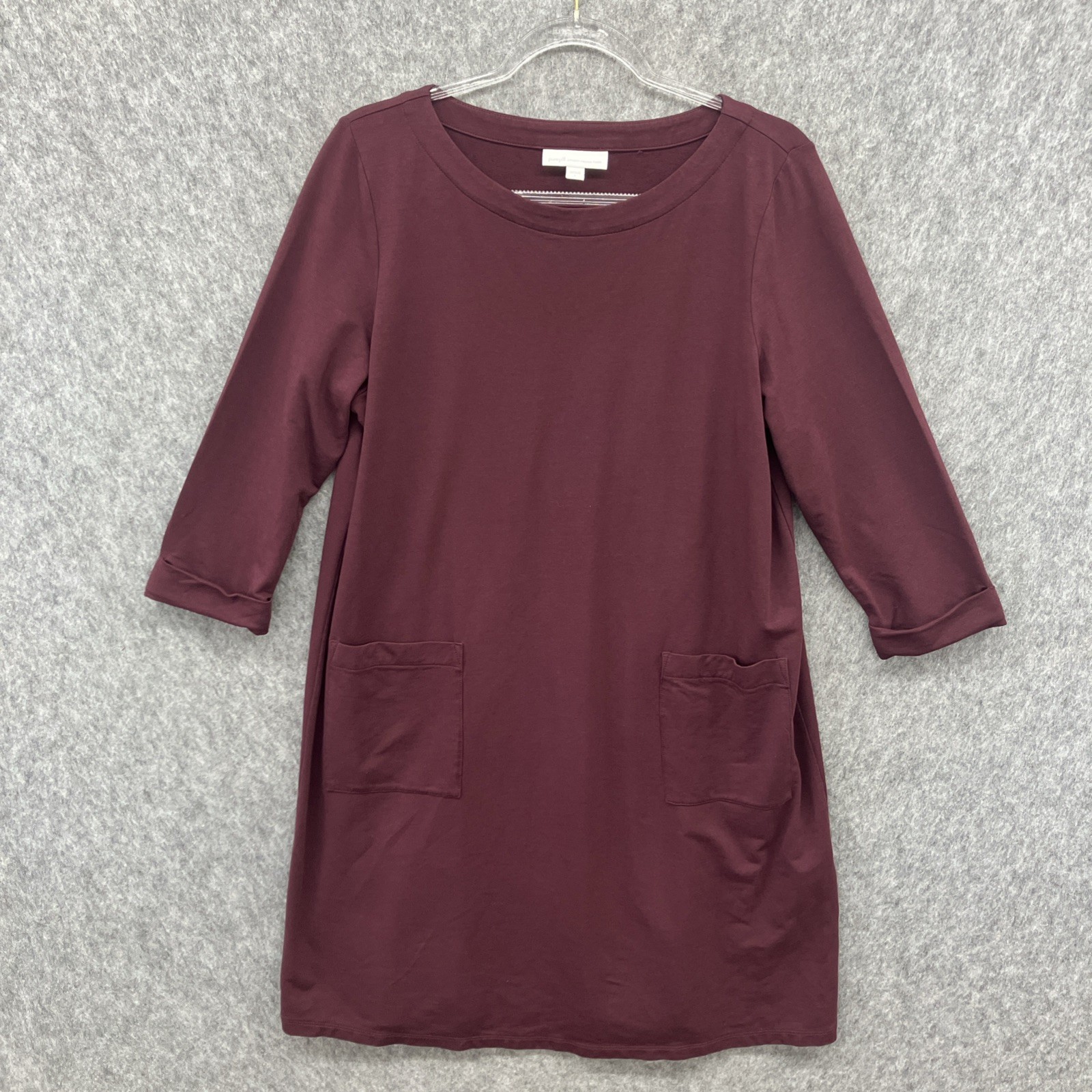 J Jill Pure Jill Affinity French Terry Dress Womens L Bayberry Pockets Lagenlook