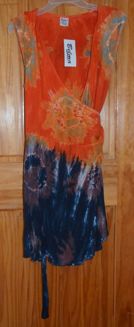 NWT Belma Wrap Sundress Beach Cover Up Dress Multicolor Tie Dye Viscose One Size