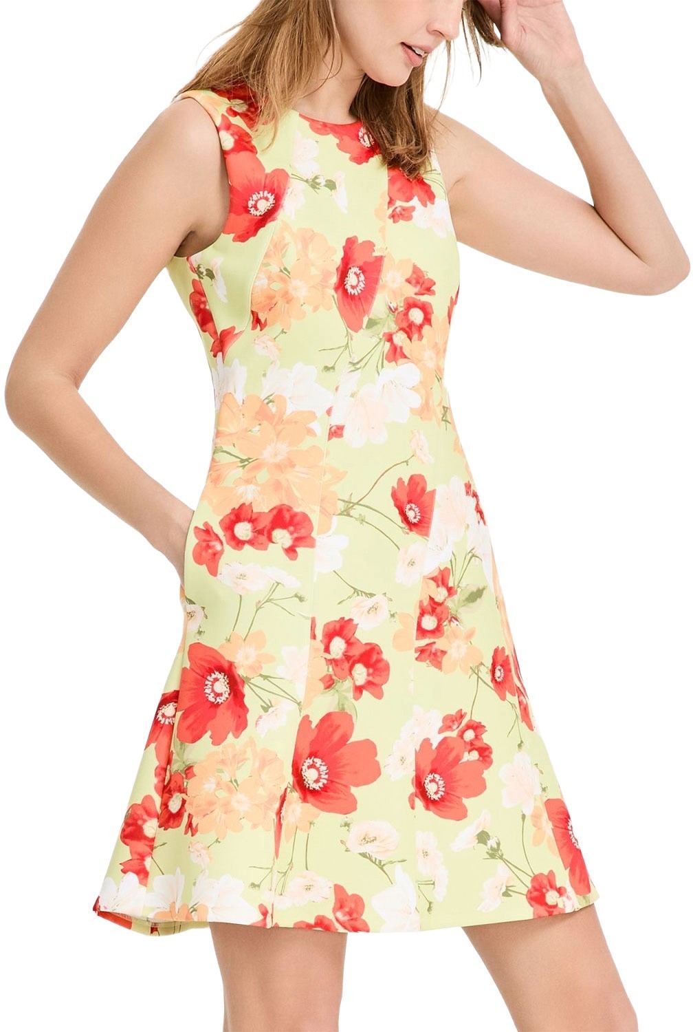 Vince Camuto Womens Printed Scuba Fit & Flare Dress 12 Green Multi – NWT