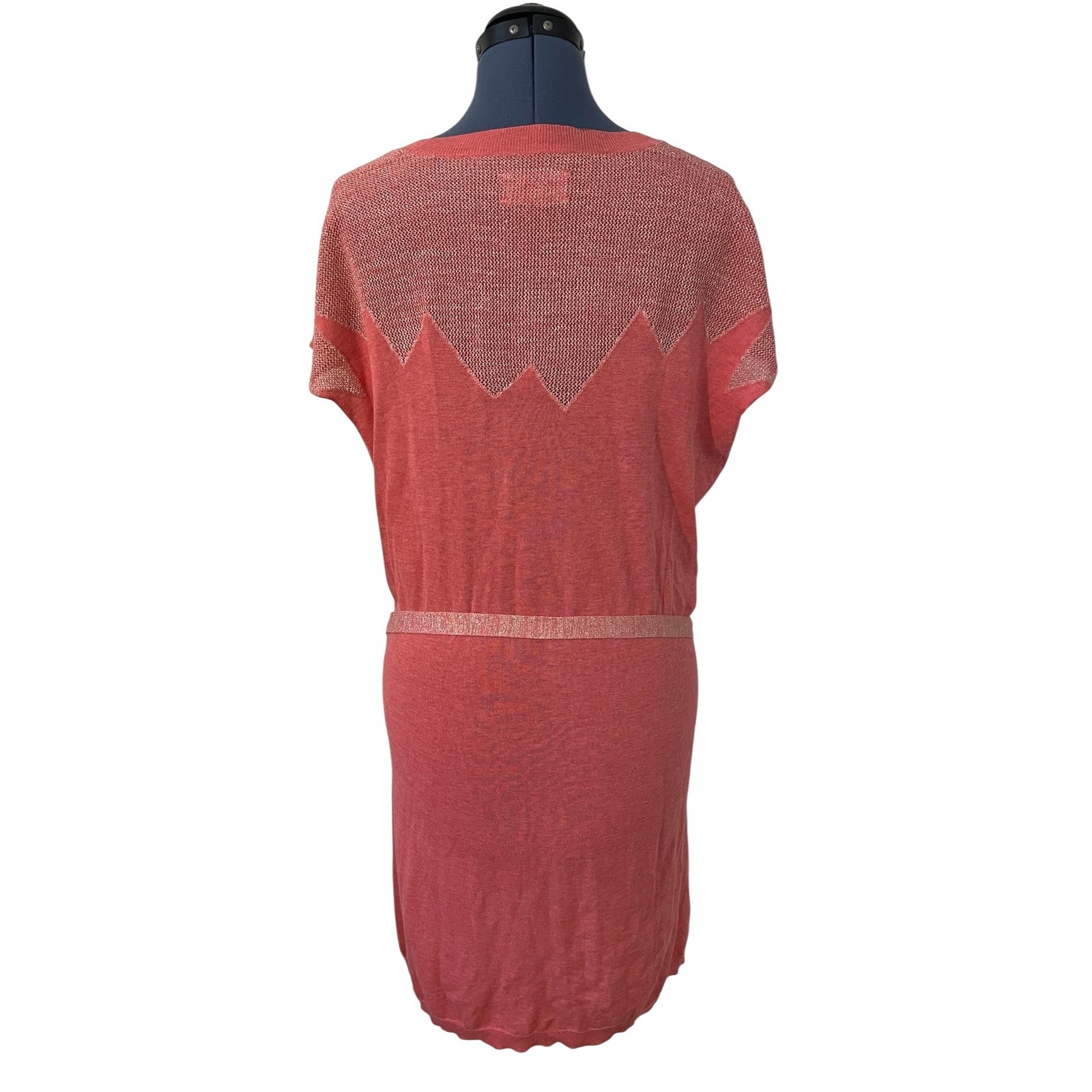 Zadig & Voltaire Rimo CNY Pink Metallic Knit Mini Dress Belted Boho Rock Chic M