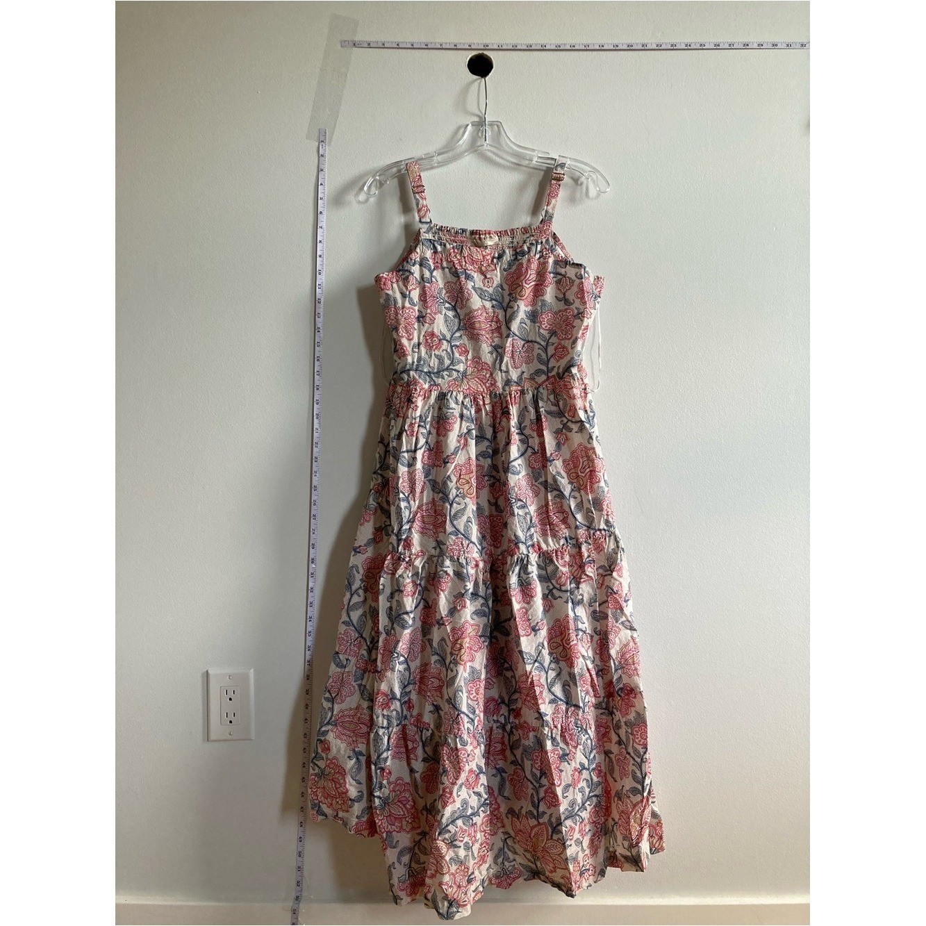 Bombay paisley Artisanal Painterly Floral Maxi Adjustable Strap Tiered Dress