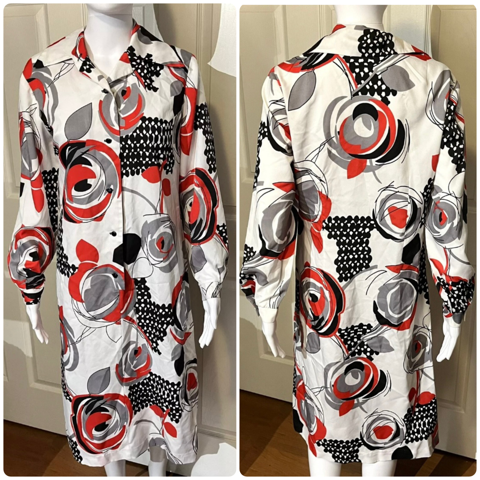 Vintage 50s Midi Pinup Dress 60s Nelly Don Floral Novelty Shift Button Day Glow