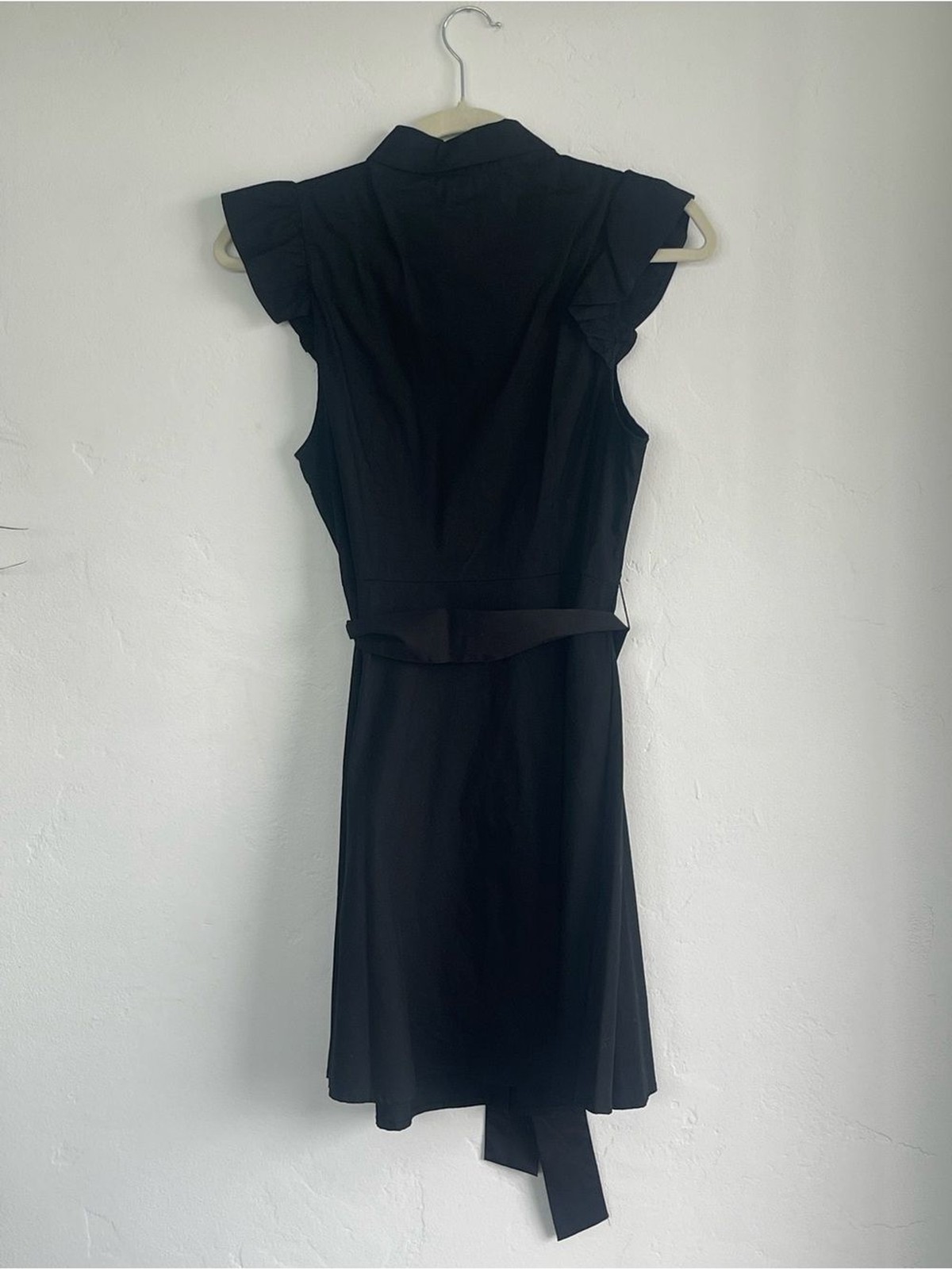 Forever 21 Black Button-Front Ruffle Sleeve Mini Dress
