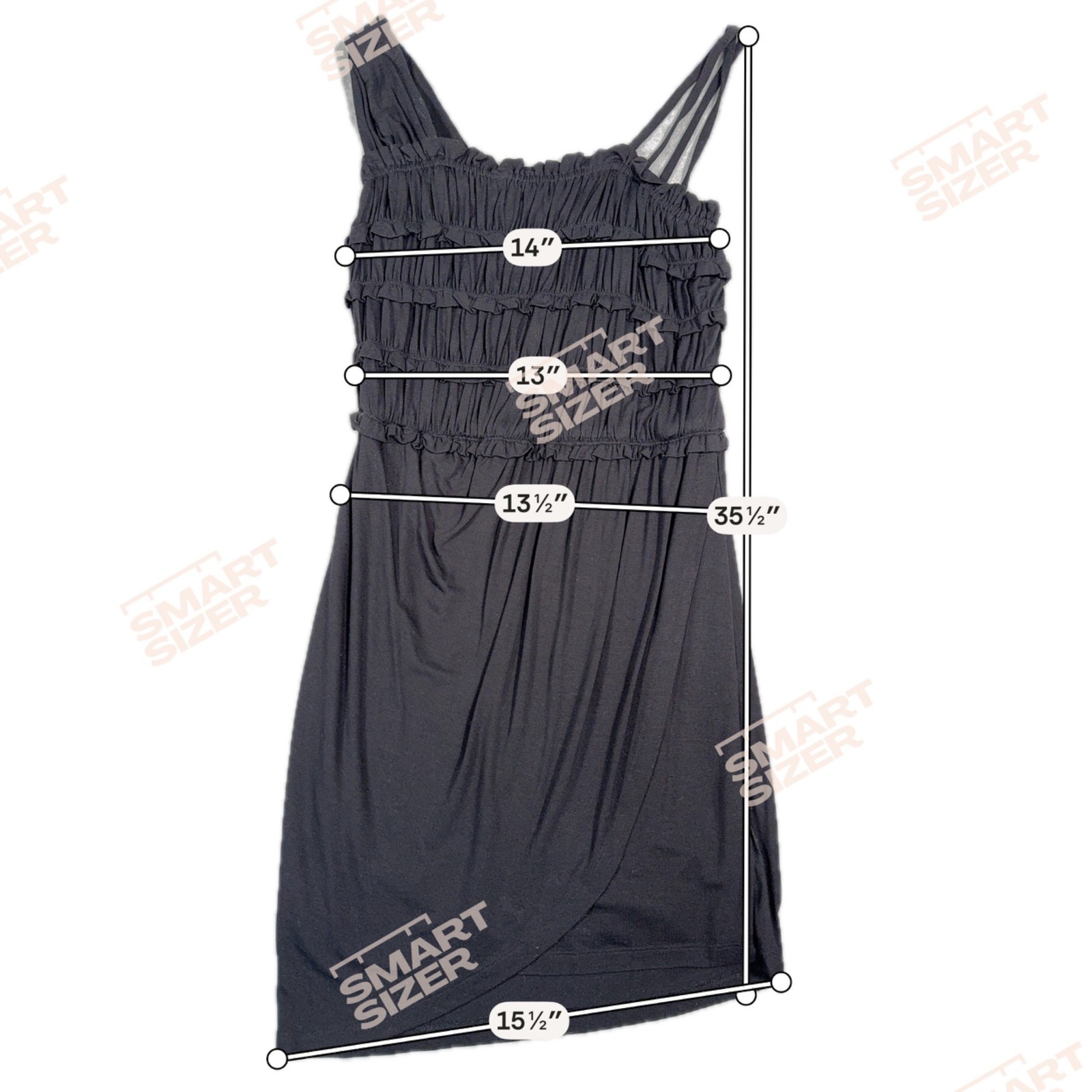 Leifnotes Black Ruched One-Shoulder Midi Dress S Ruffle Details Stretch Travel