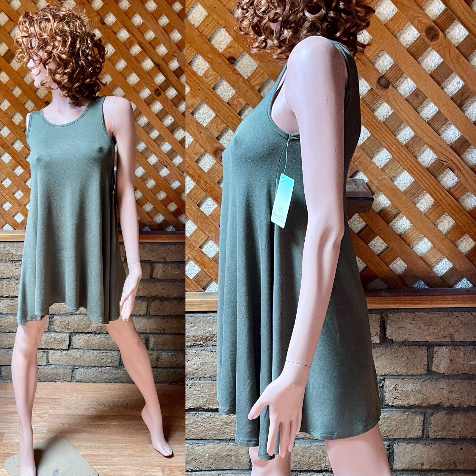 Decree NWT Dark Evergreen BABYDOLL Swing DRESS Size Small