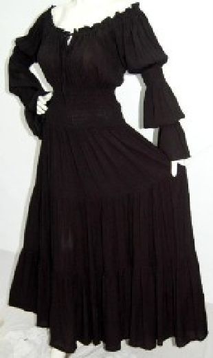 black peasant ruffled smocked dress M L XL OS 1X 2X 3X 4X 5X 6X PLUS SIZE