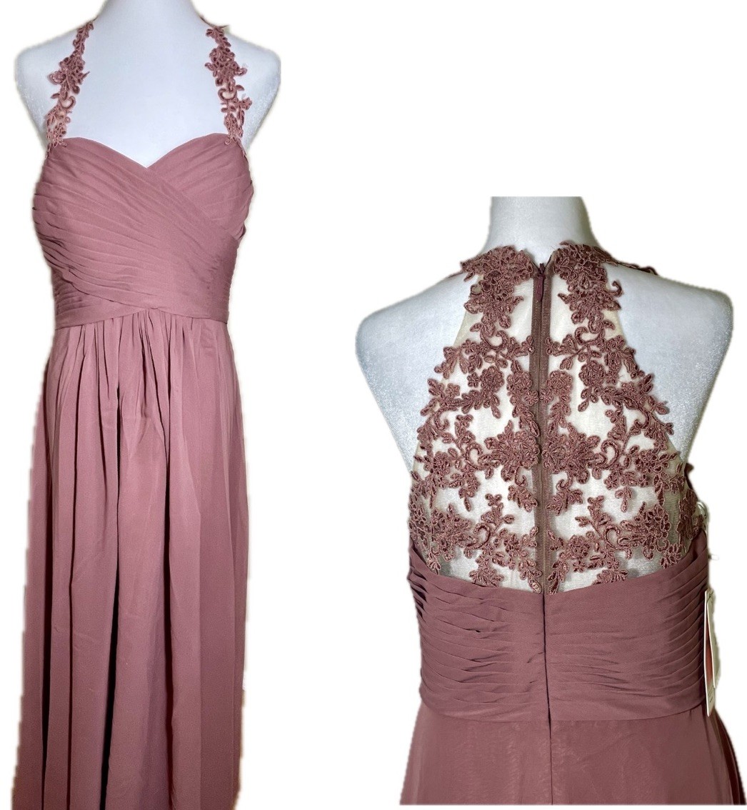 JJ’s House Dusty Rose Dress Maxi Gown 14 Evening Elegant Glam Fairy Prom NWT